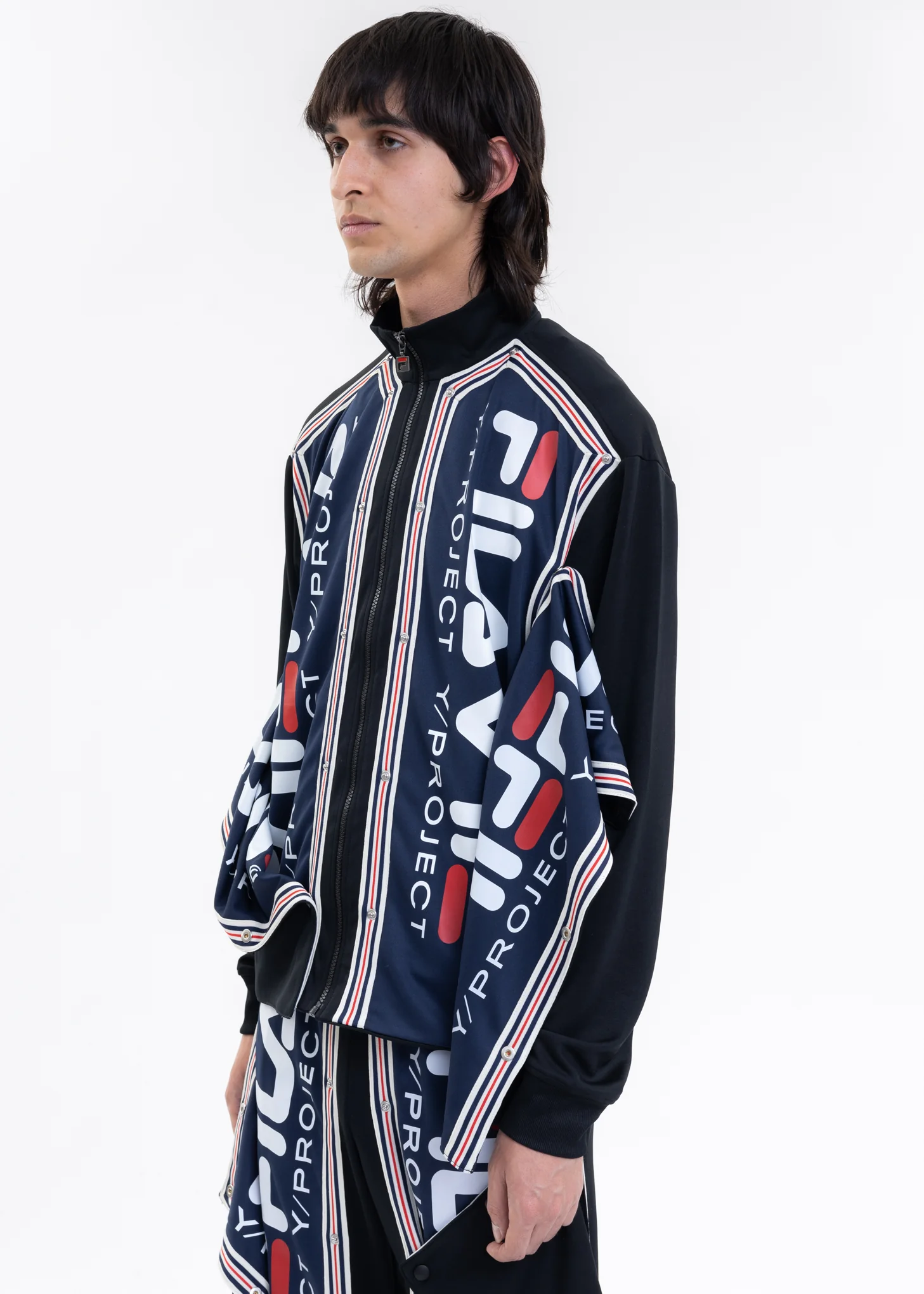 Black Y/PROJECT X FILA SNAP PANEL Jacket - Image 3