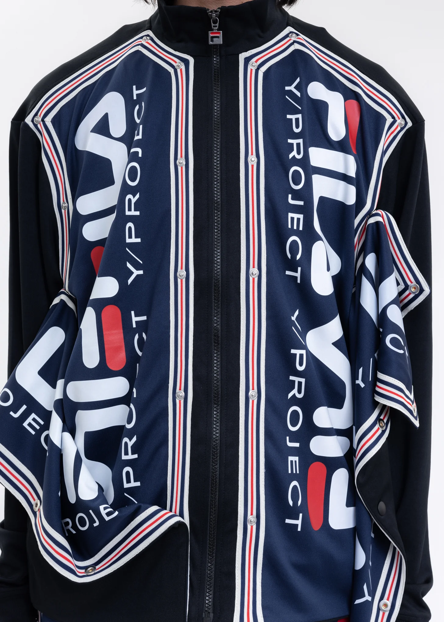 Black Y/PROJECT X FILA SNAP PANEL Jacket - Image 4
