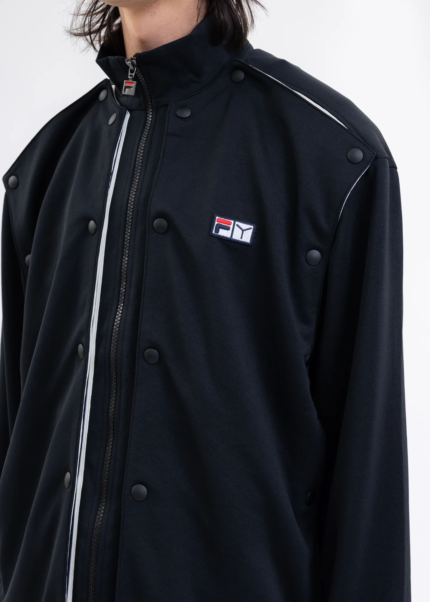 Black Y/PROJECT X FILA SNAP PANEL Jacket - Image 9