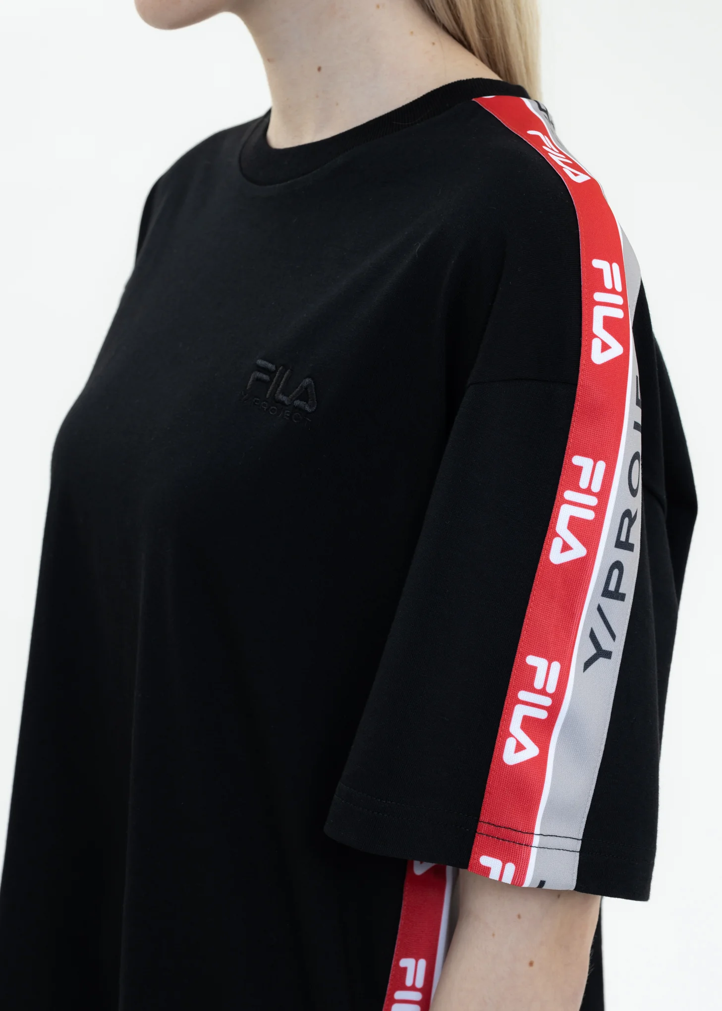 Black Y/PROJECT X FILA LOGO BAND T-Shirt - Image 2