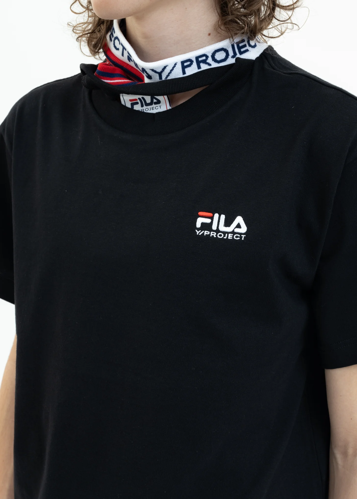 Black Y/PROJECT X FILA THREE COLLAR T-Shirt - Image 5