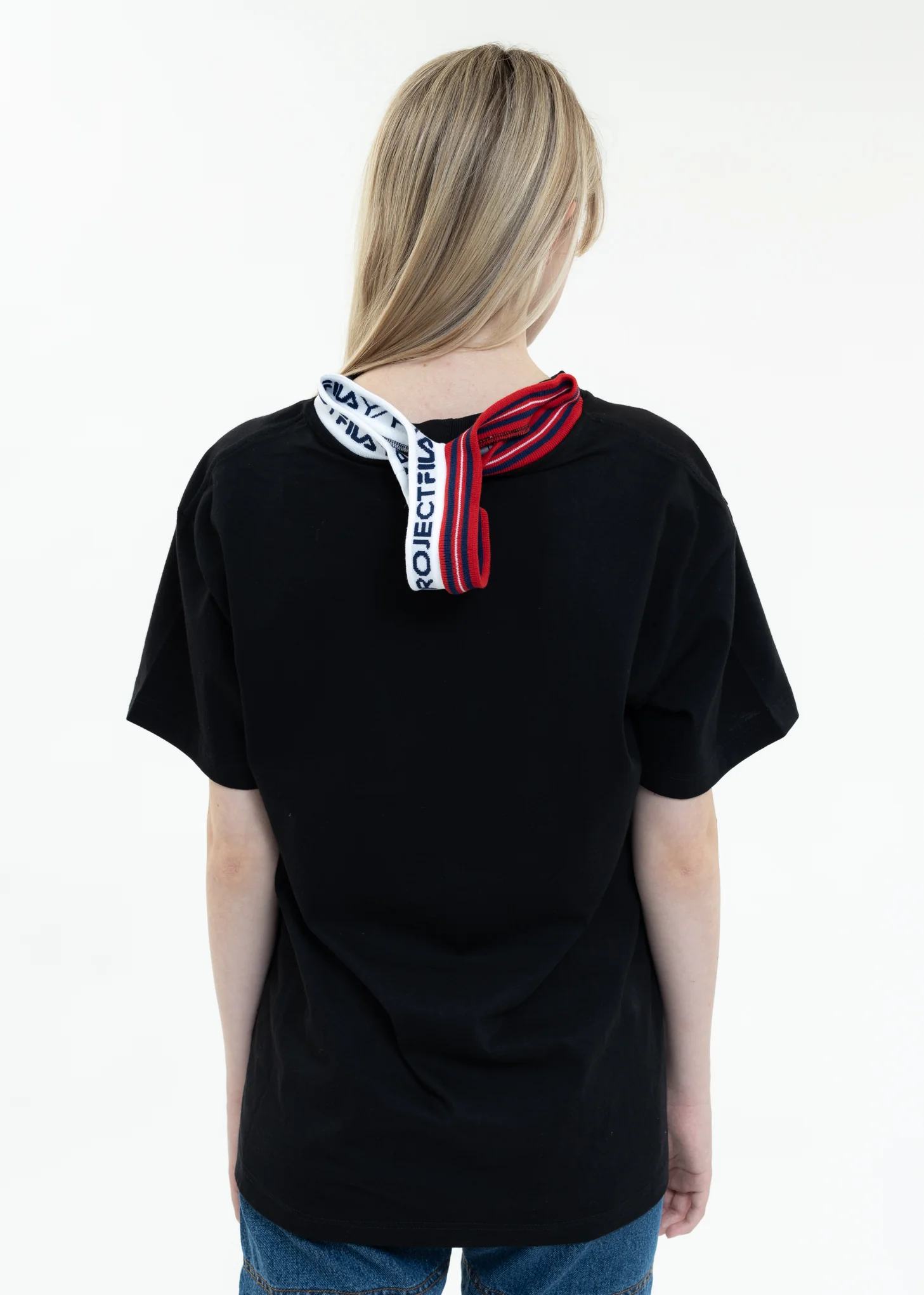 Black Y/PROJECT X FILA THREE COLLAR T-Shirt - Image 5