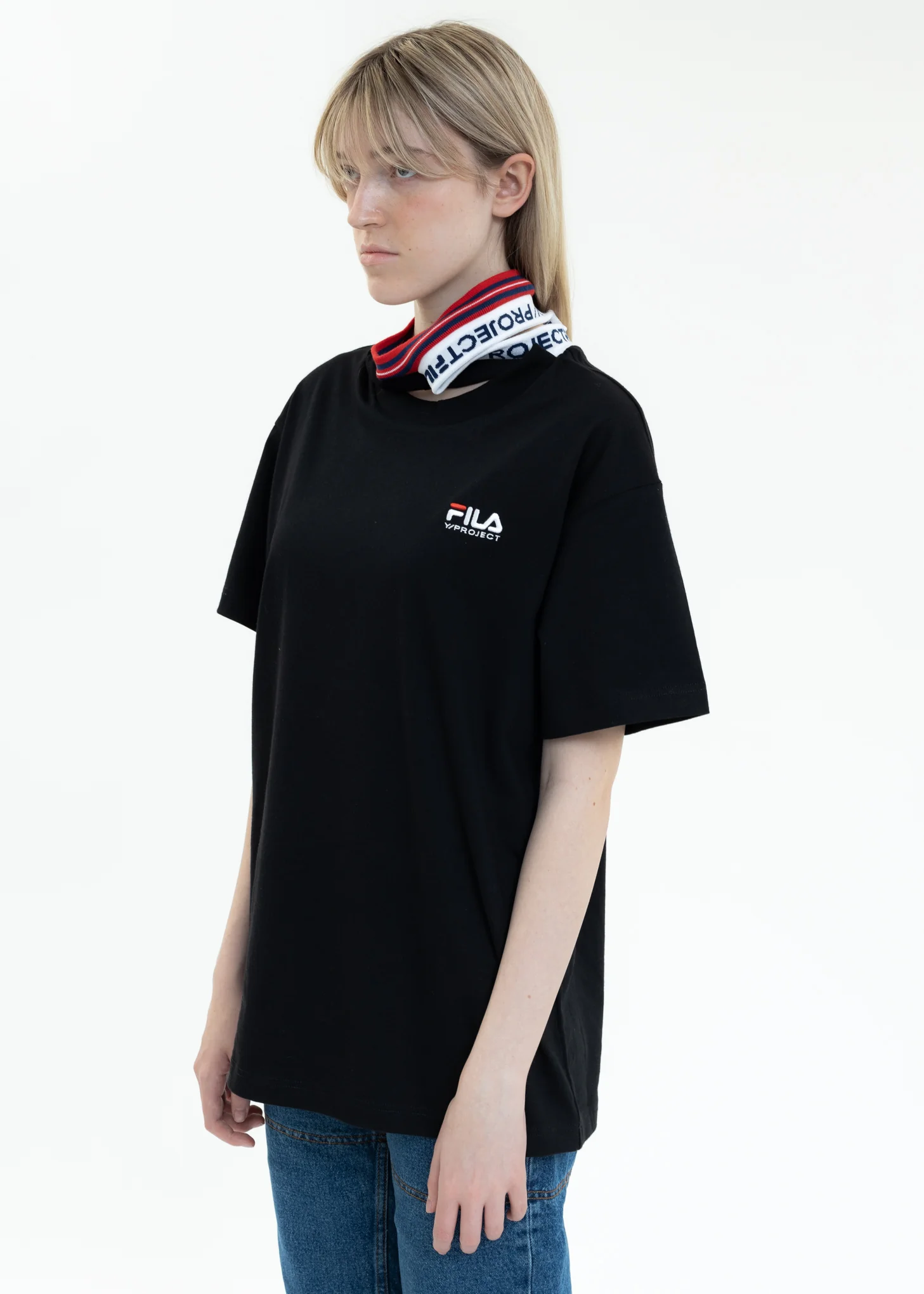 Black Y/PROJECT X FILA THREE COLLAR T-Shirt - Image 6