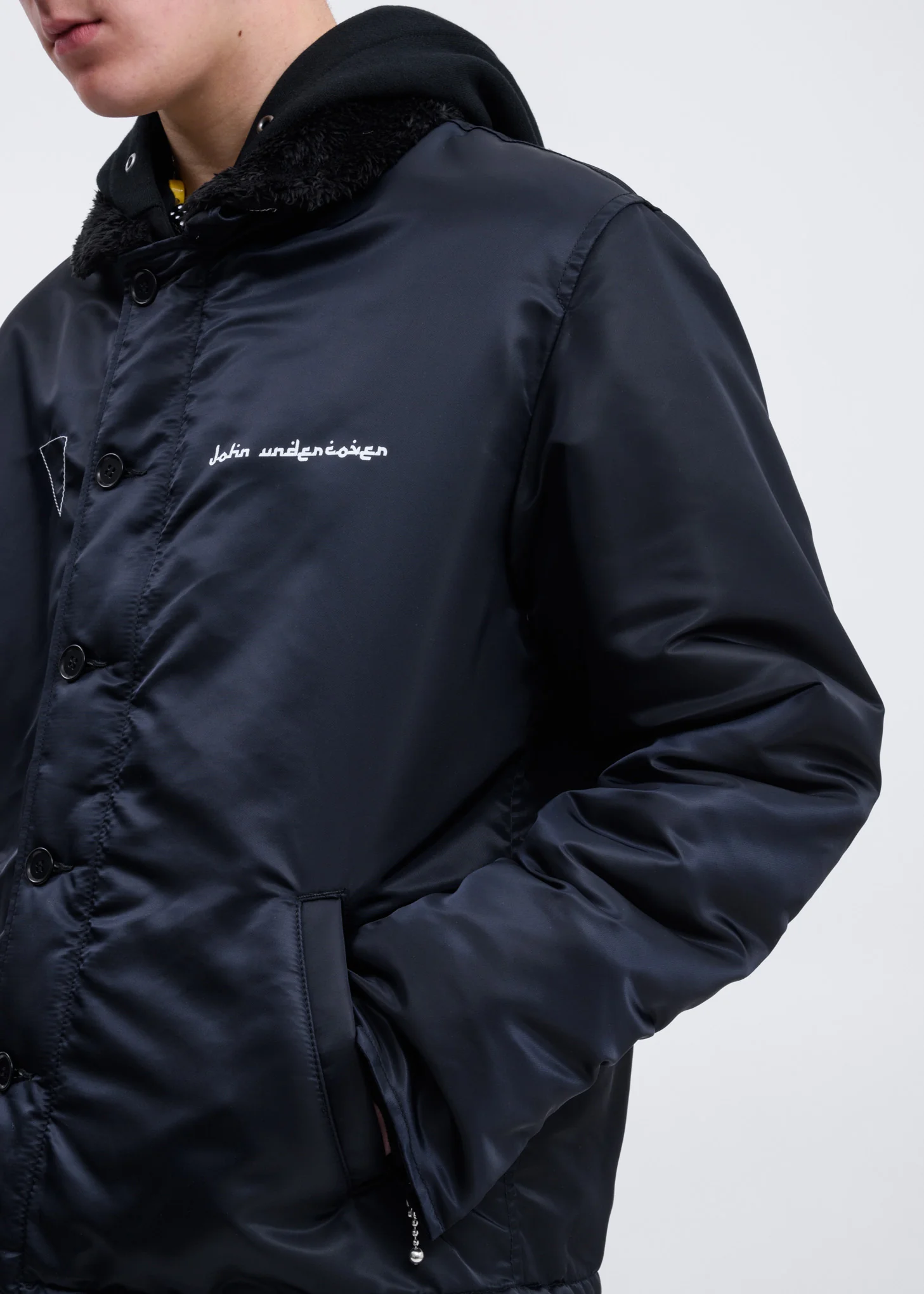 Black Yuji Okamoto Print Kint Hood Jacket - Image 4