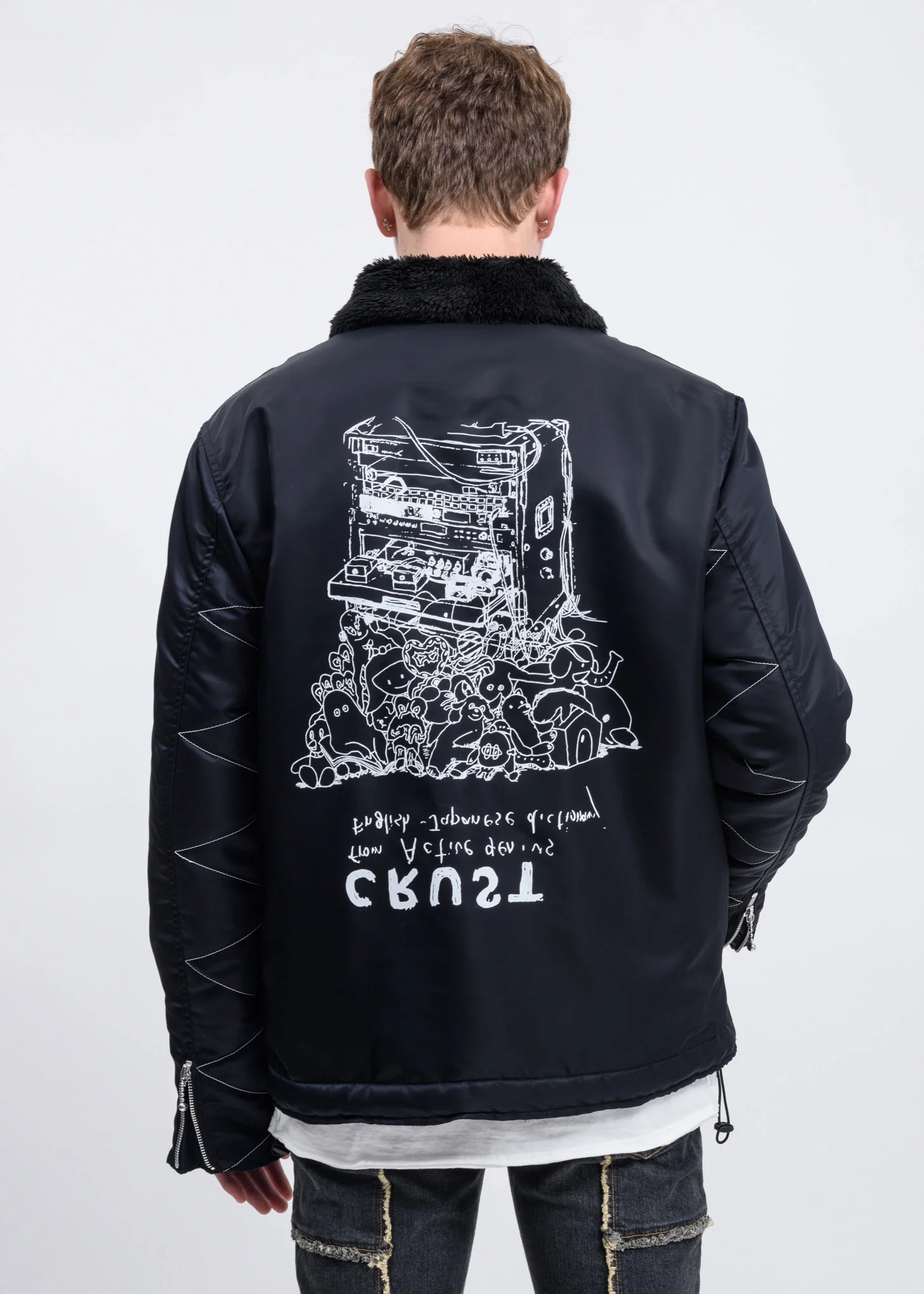 Black Yuji Okamoto Print Kint Hood Jacket - Image 7