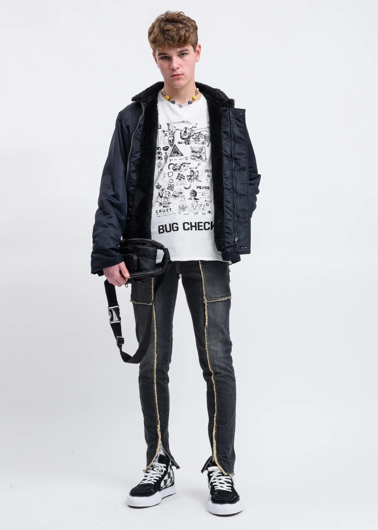 Black Yuji Okamoto Print Kint Hood Jacket - Image 8