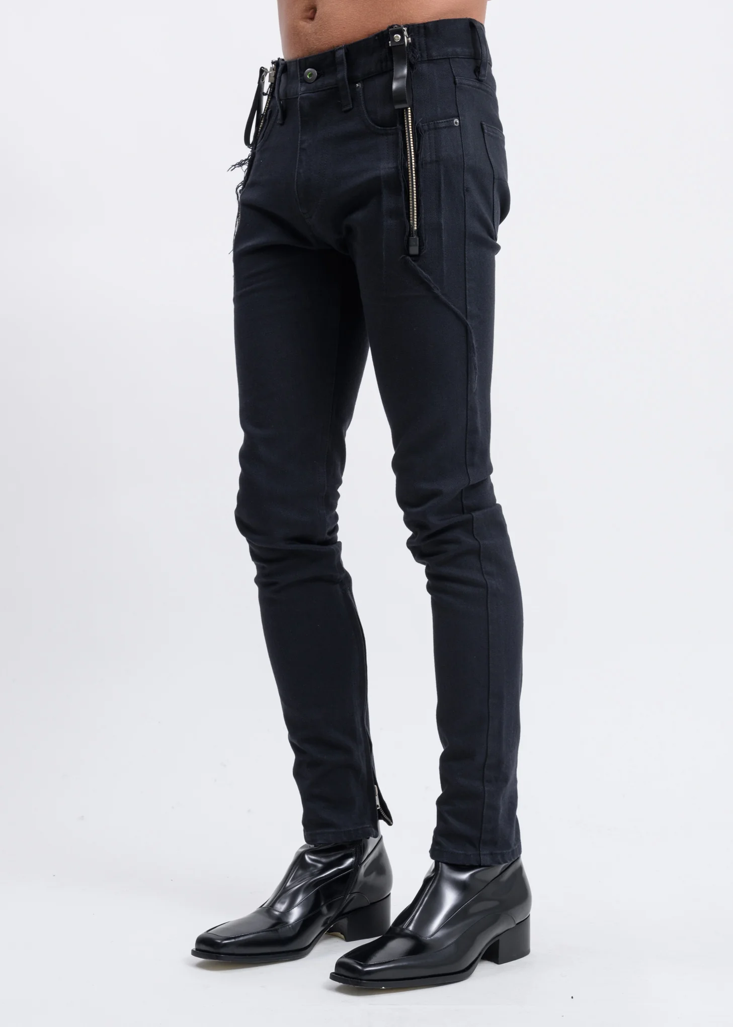 Black Zip Skinny Jeans - Image 3