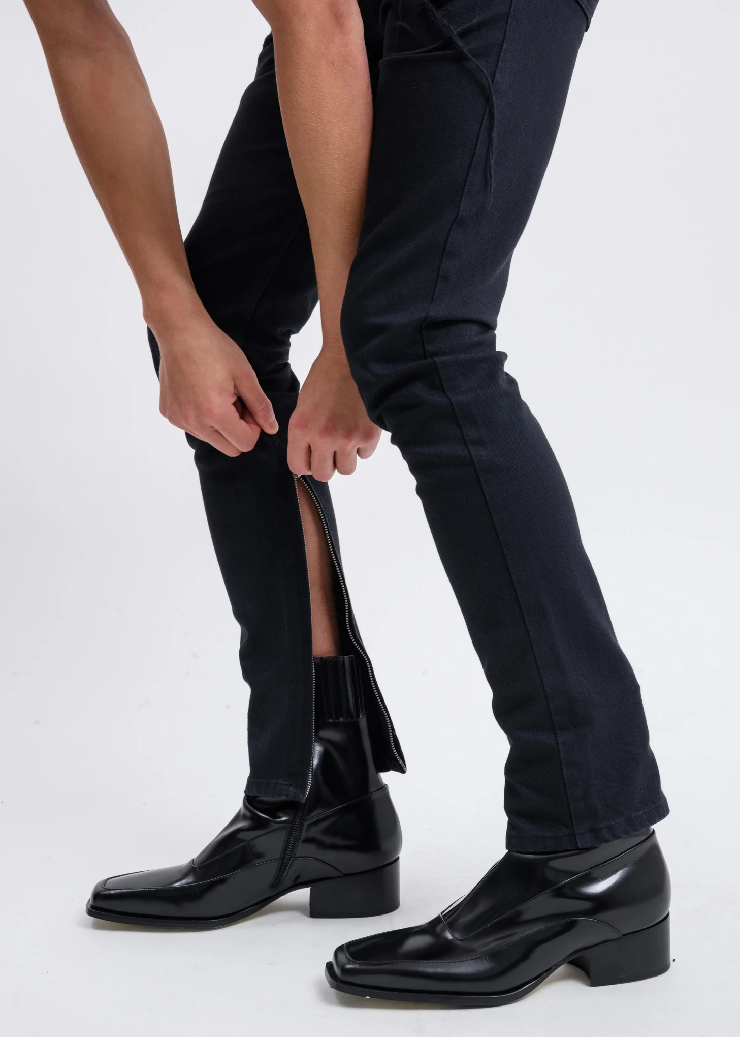 Black Zip Skinny Jeans - Image 7