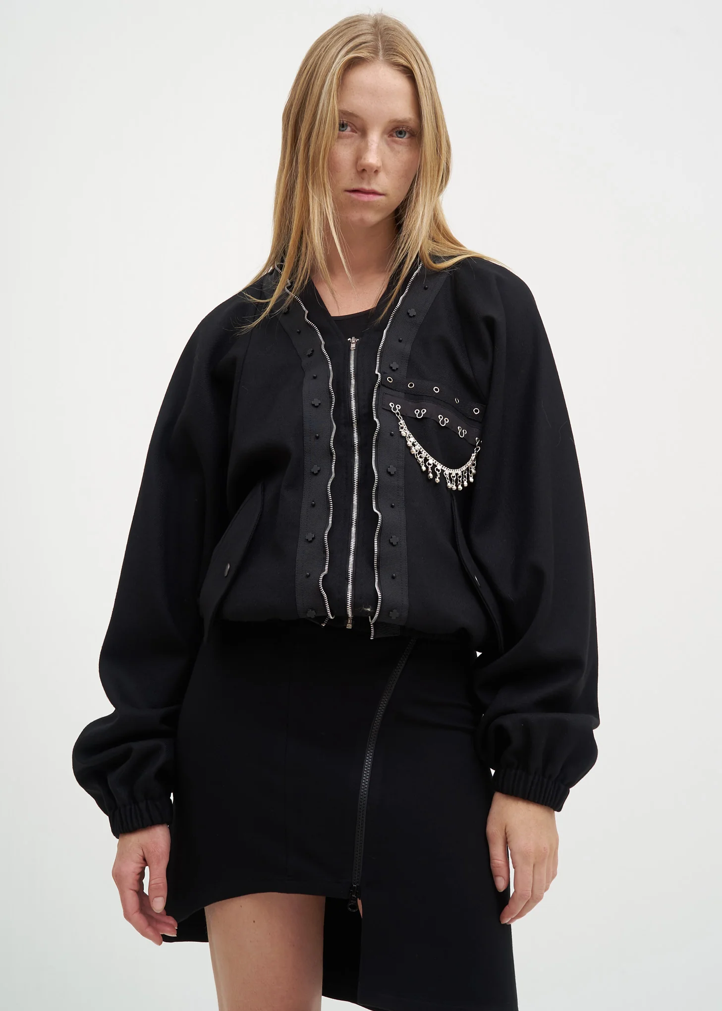 Black Zip Up Blouson - Image 2