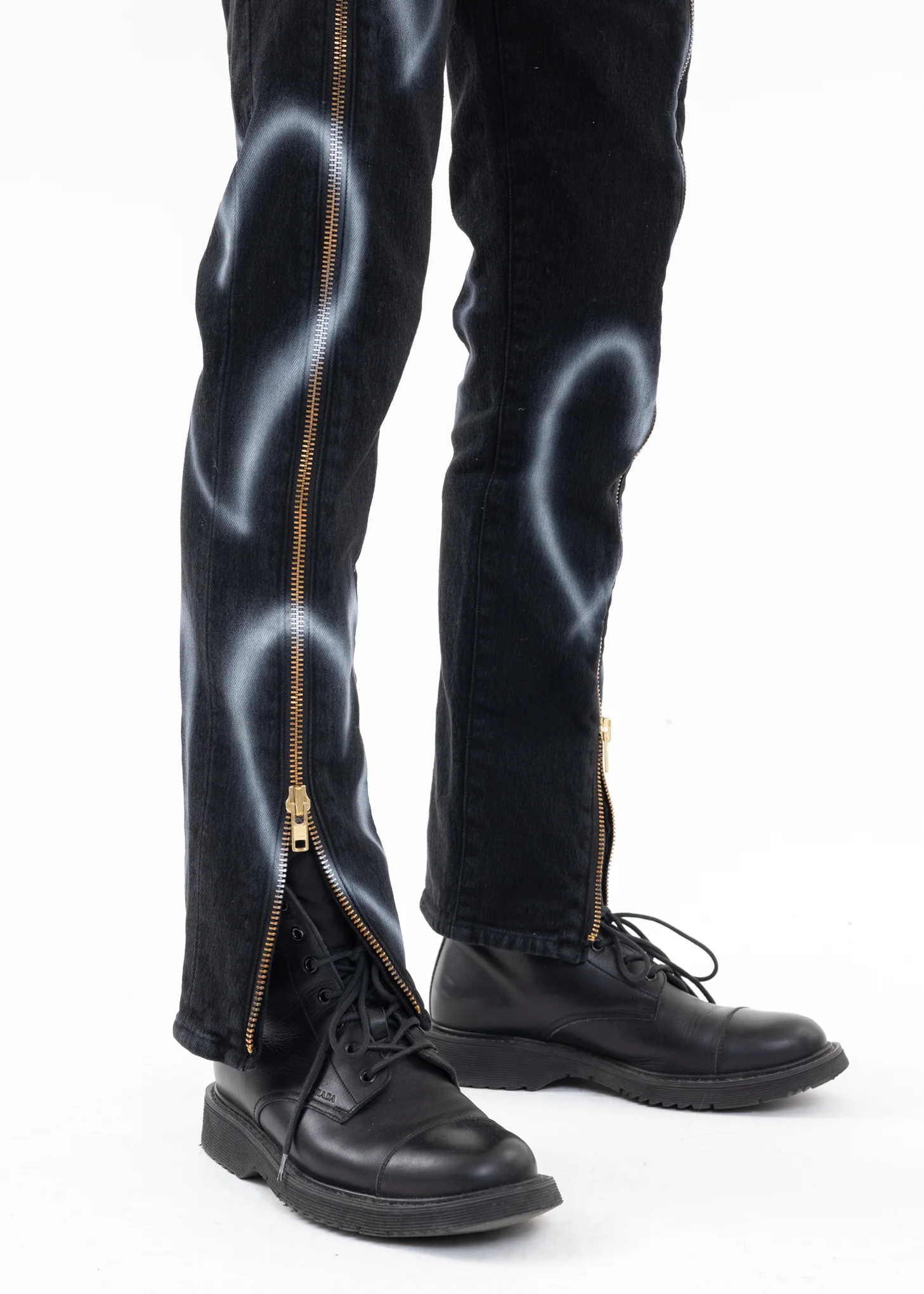 Black ZIP UP STRETCH DENIM PANTS - Image 5