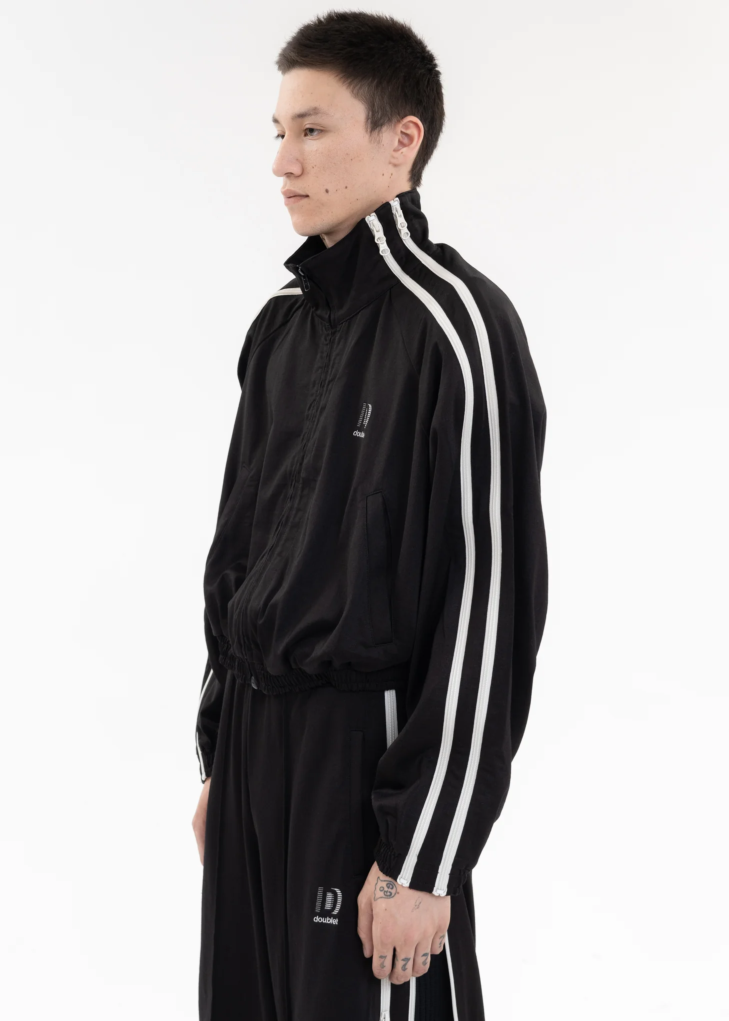 Black ZIP UP TRACK JACKET - Image 4