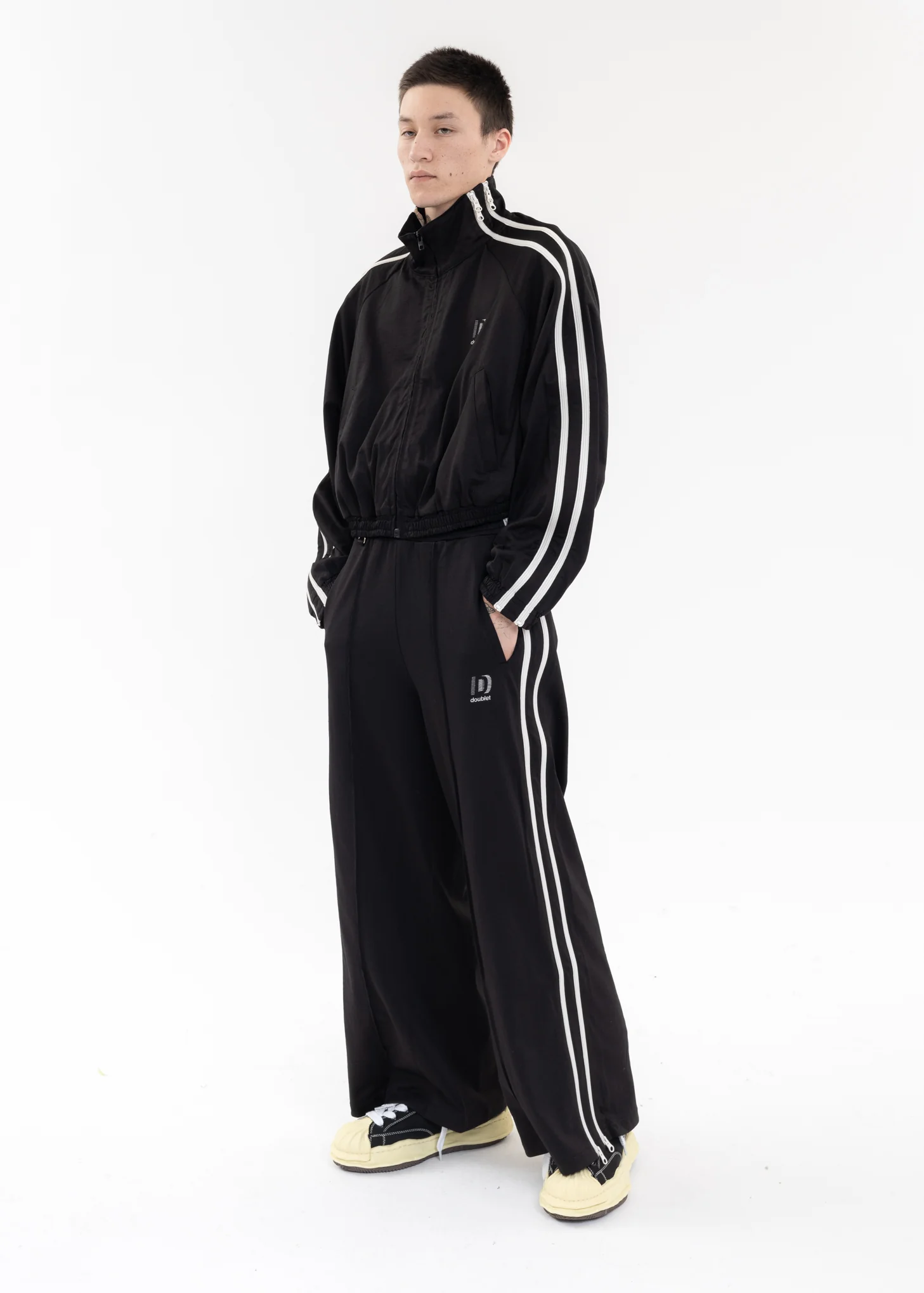 Black ZIP UP TRACK PANTS - Image 7