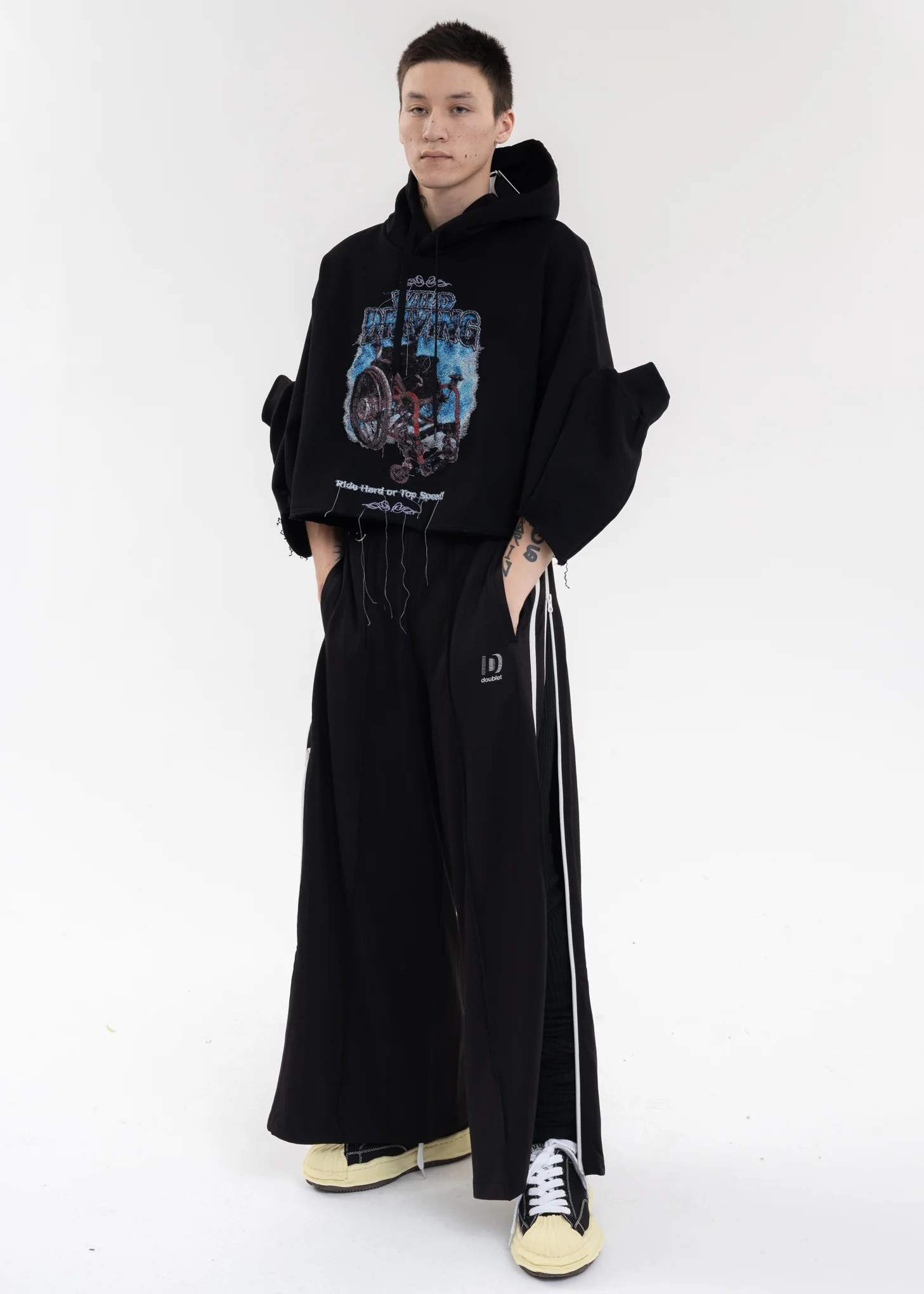 Black ZIP UP TRACK PANTS - Image 9