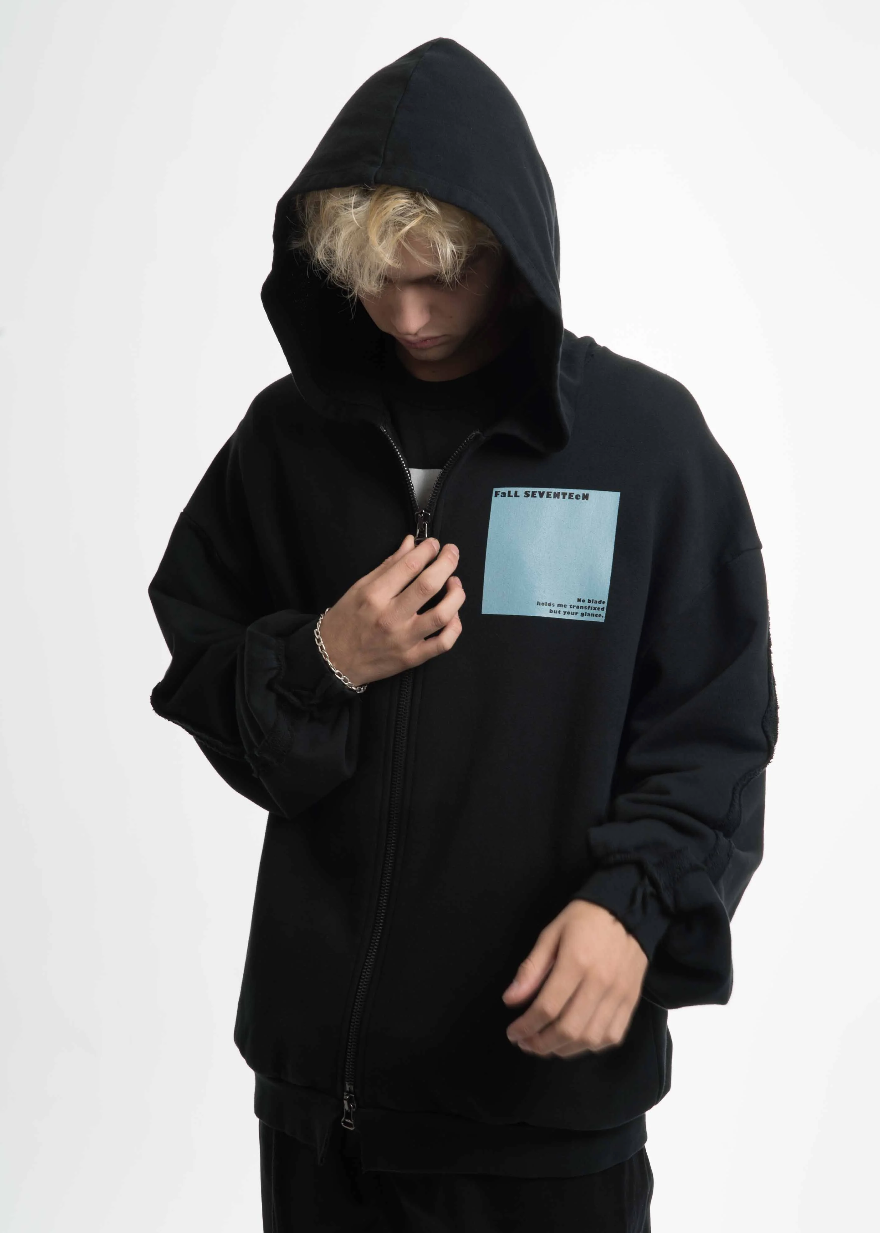 Black Zipped Hoodie AW17 - Image 2