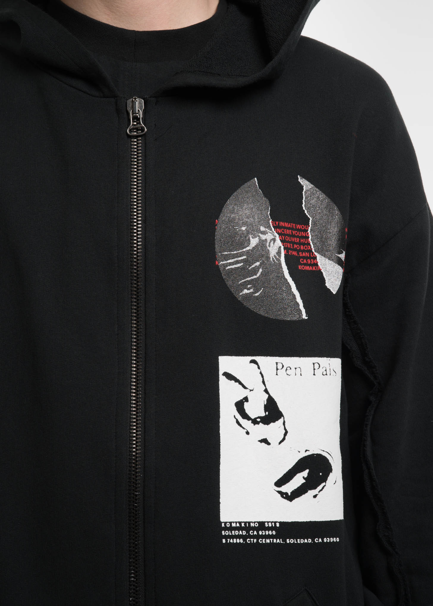 Black Zipped Hoodie w/ Print 2 - Image 3