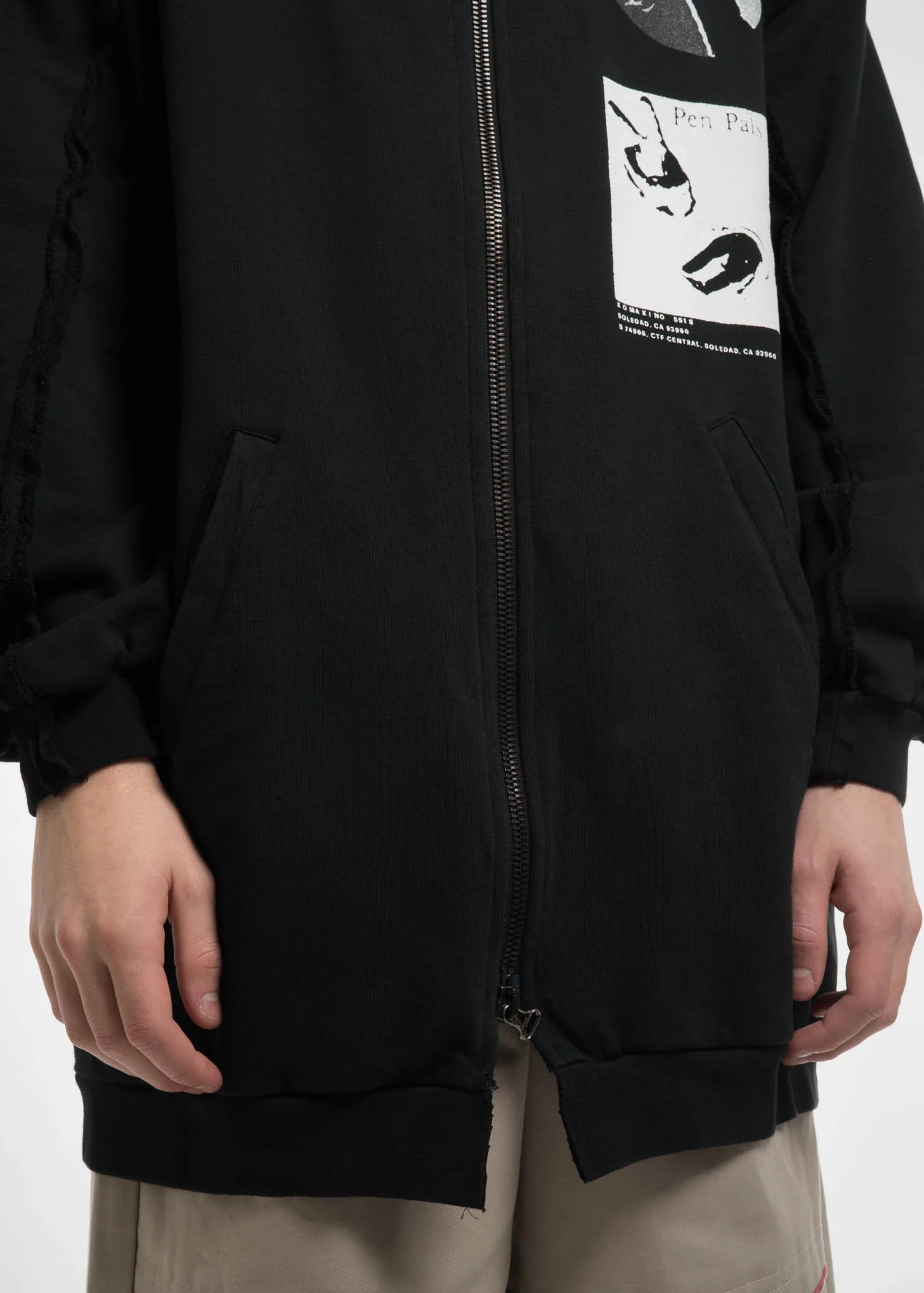 Black Zipped Hoodie w/ Print 2 - Image 4