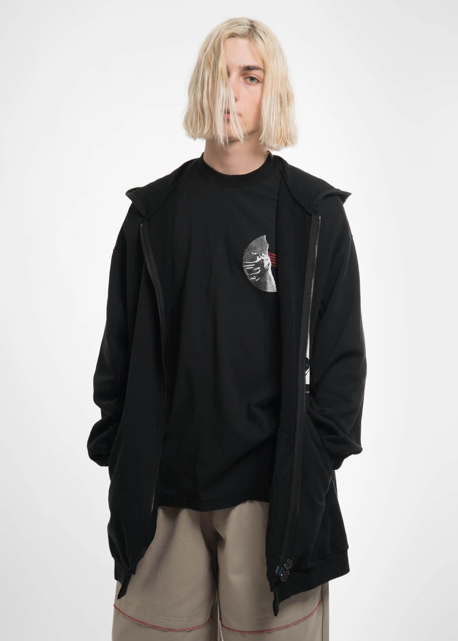 Black Zipped Hoodie w/ Print 2 - Image 6