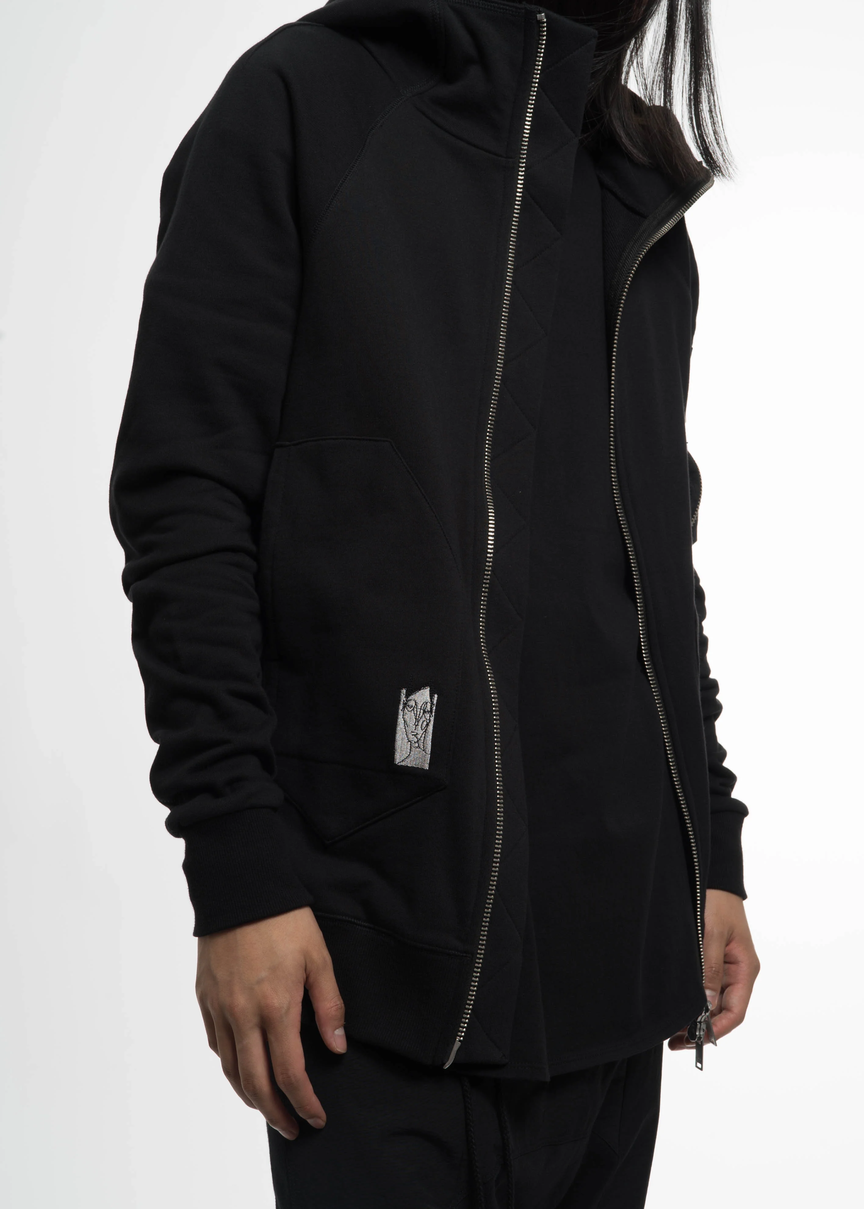 Black Zipper Hoodie w/ Face