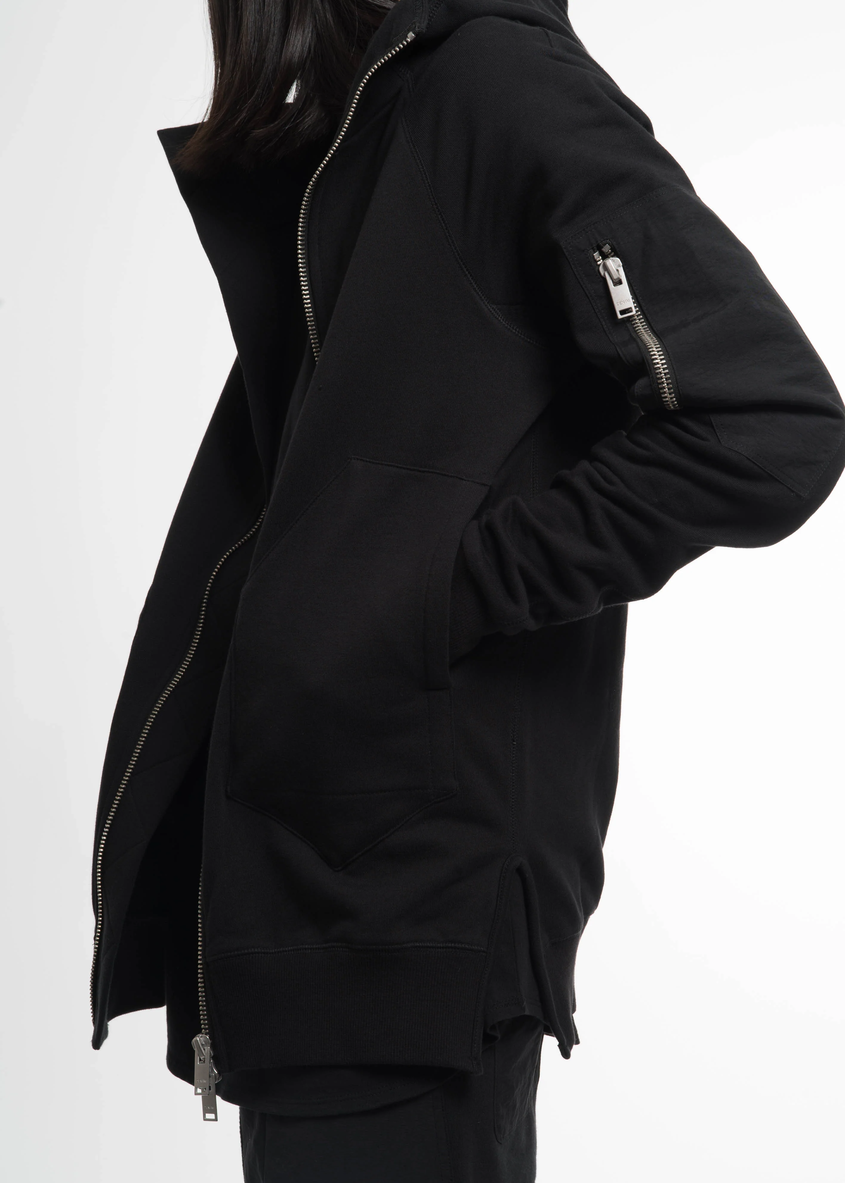Black Zipper Hoodie w/ Face - Image 2