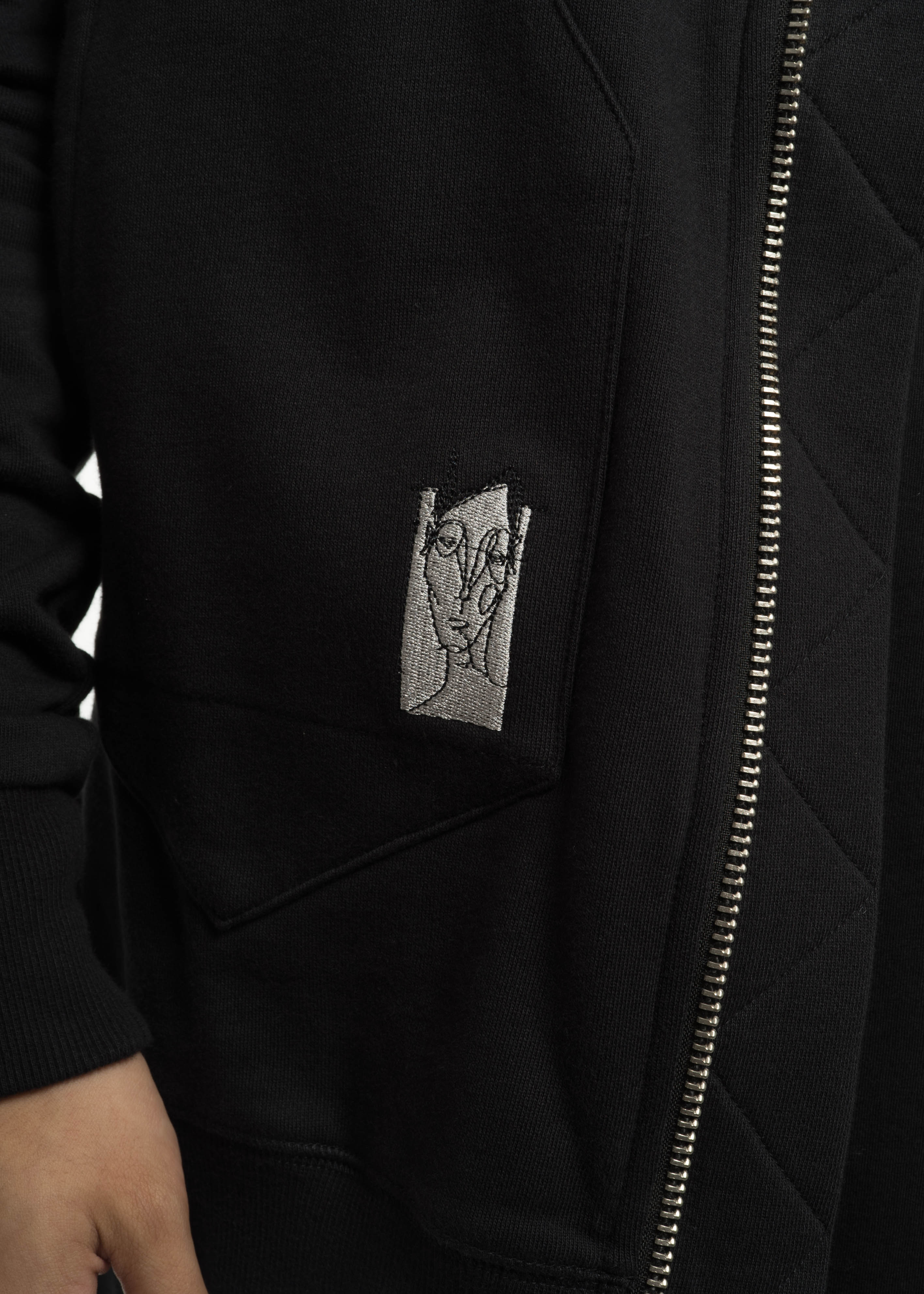 Black Zipper Hoodie w/ Face - Image 5