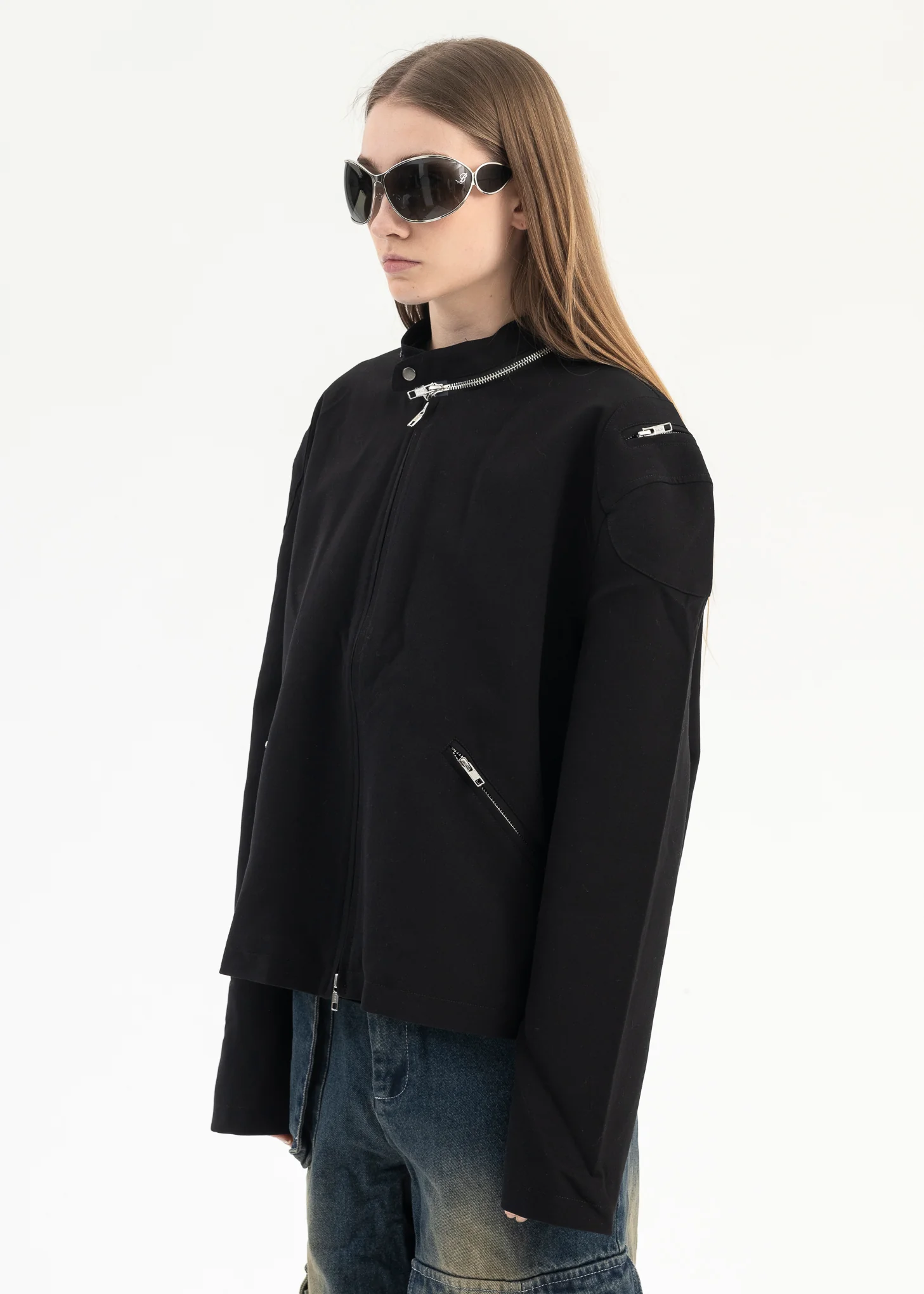 BLACK ZIPPER JACKET - Image 3