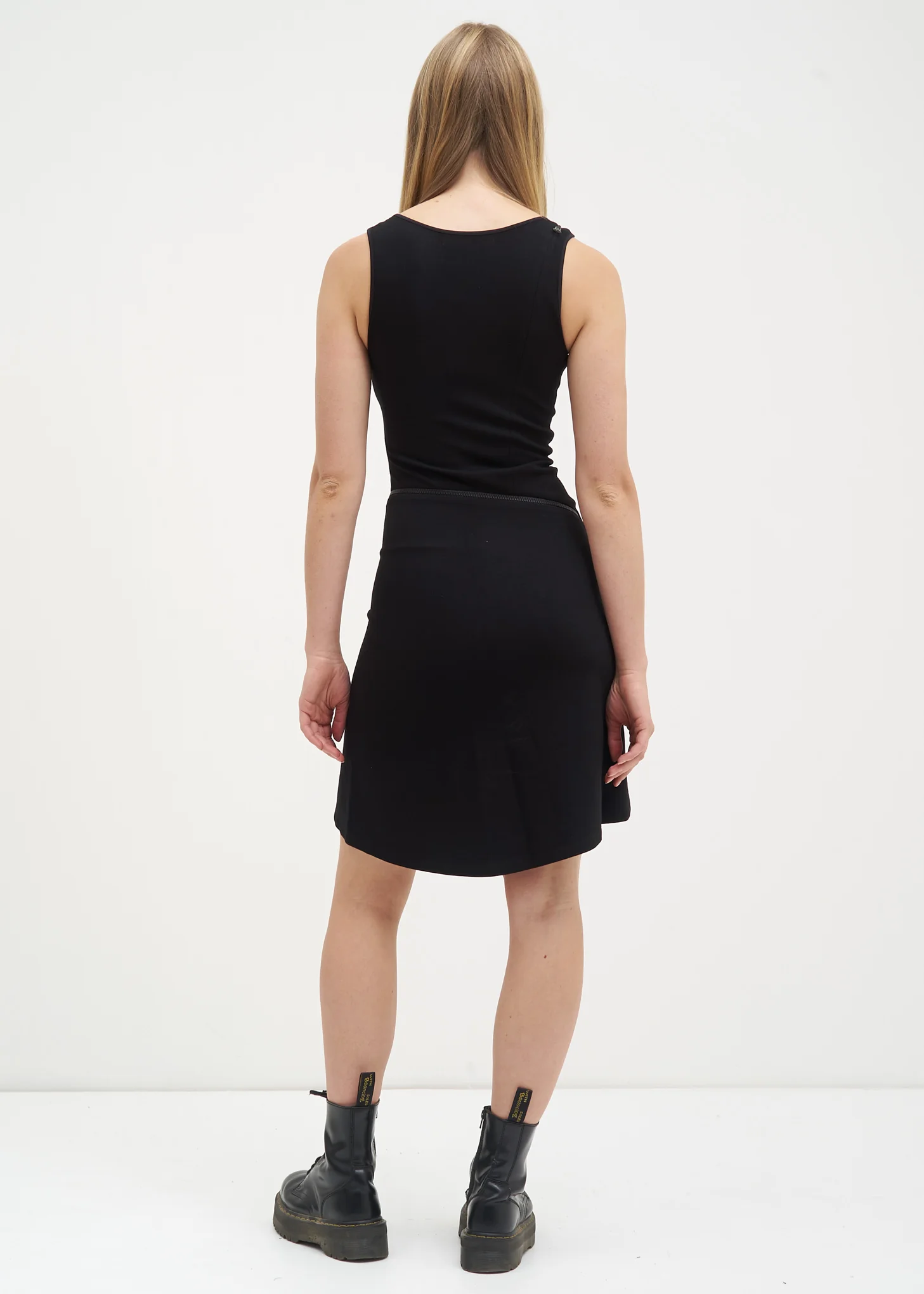 Black Zippered Jersey Dress - Image 3