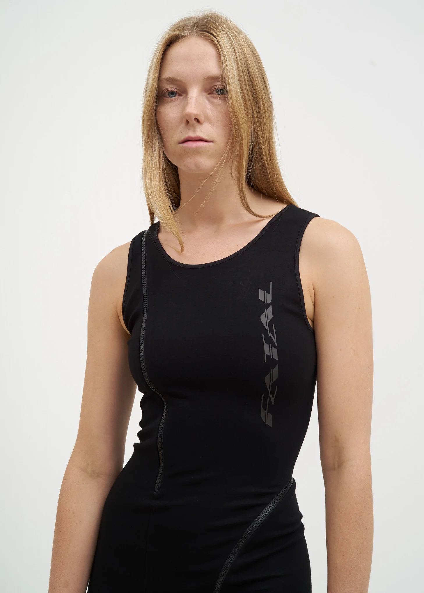 Black Zippered Jersey Dress - Image 4