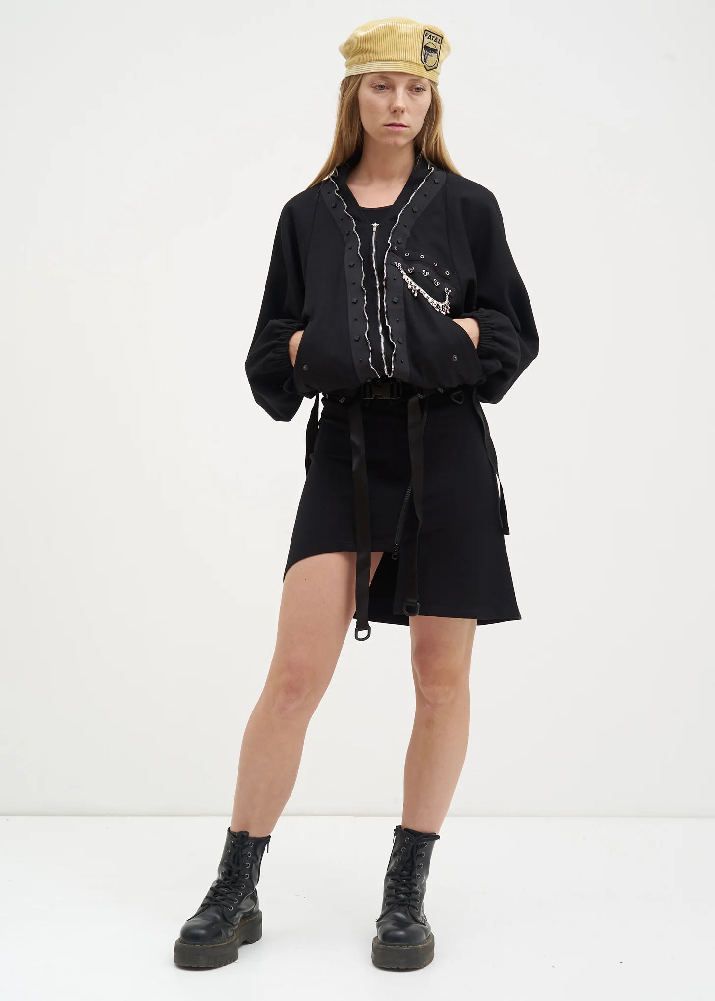 Black Zippered Jersey Dress - Image 5