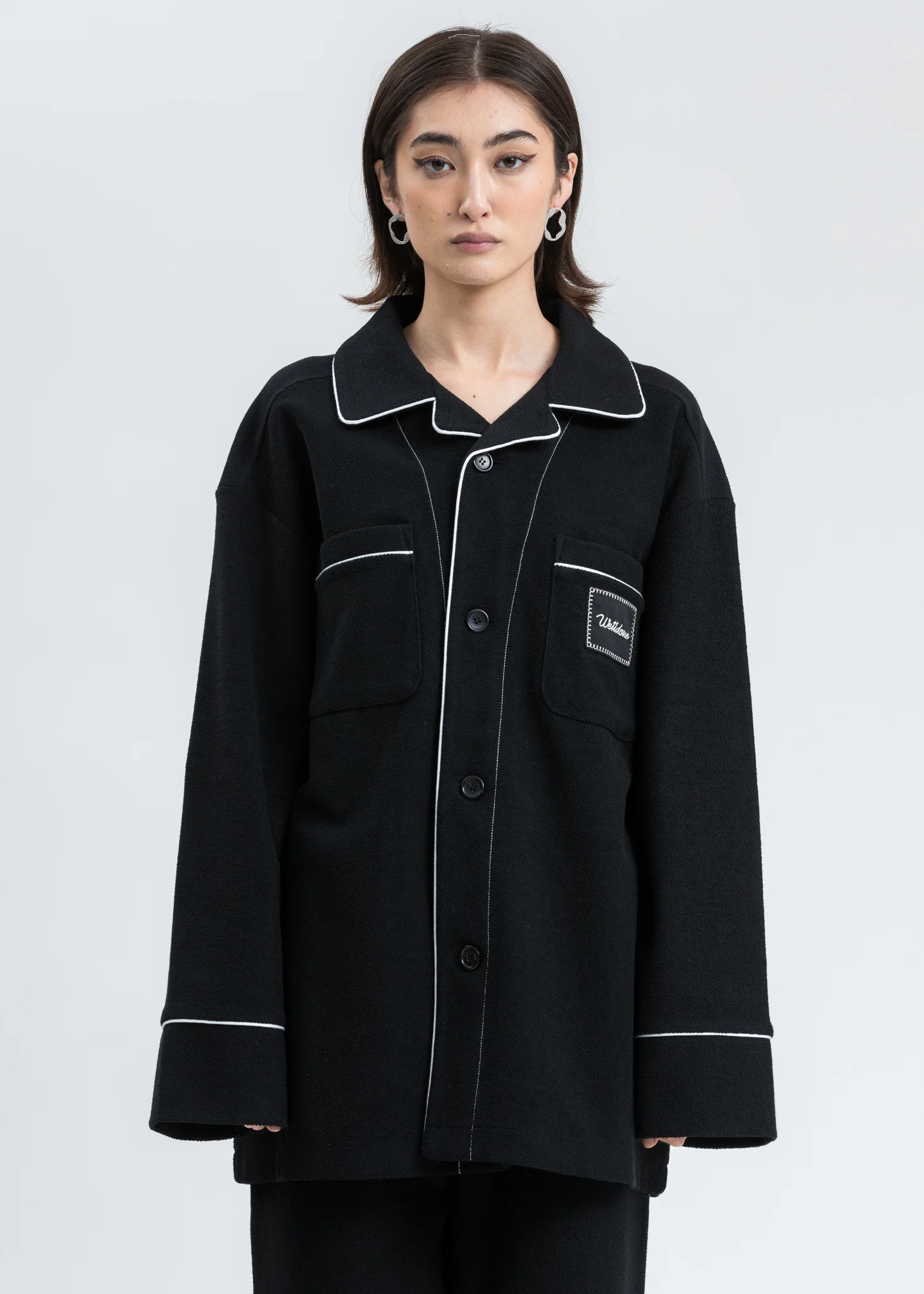 Black Zurry Pyjama Top Long Sleeve