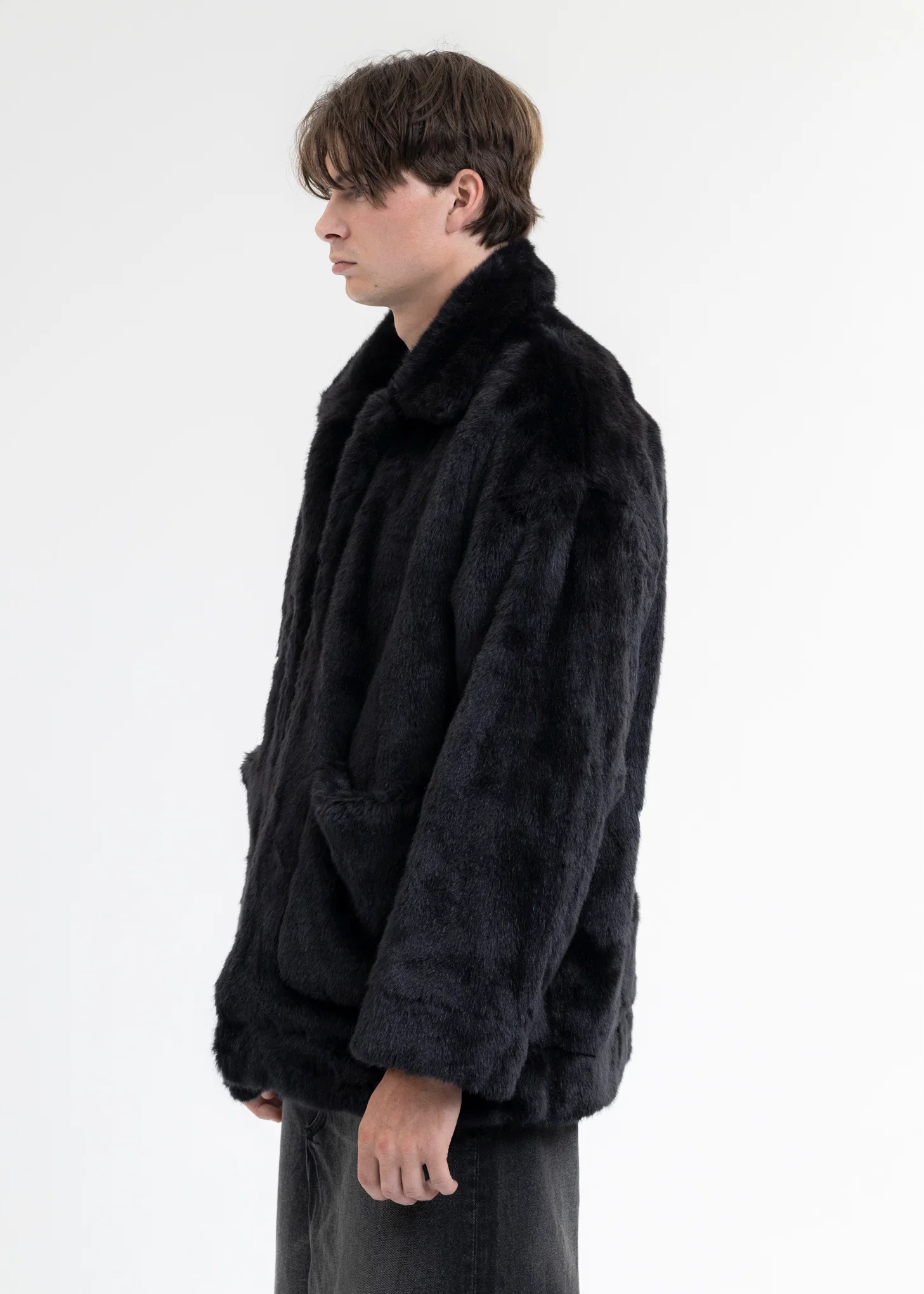 BLACK AND-PAINTED FUR JACKET (PANDA) - Image 3