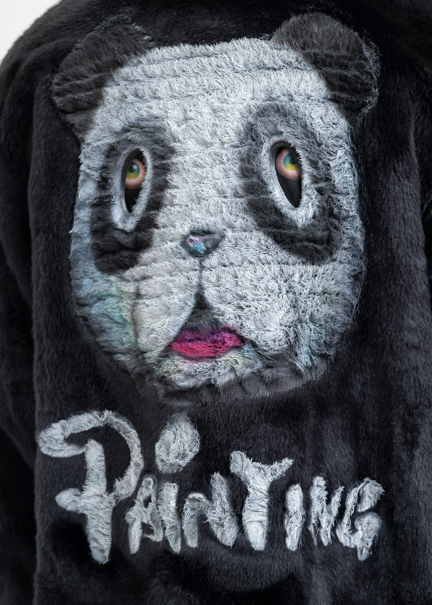 BLACK AND-PAINTED FUR JACKET (PANDA) - Image 4
