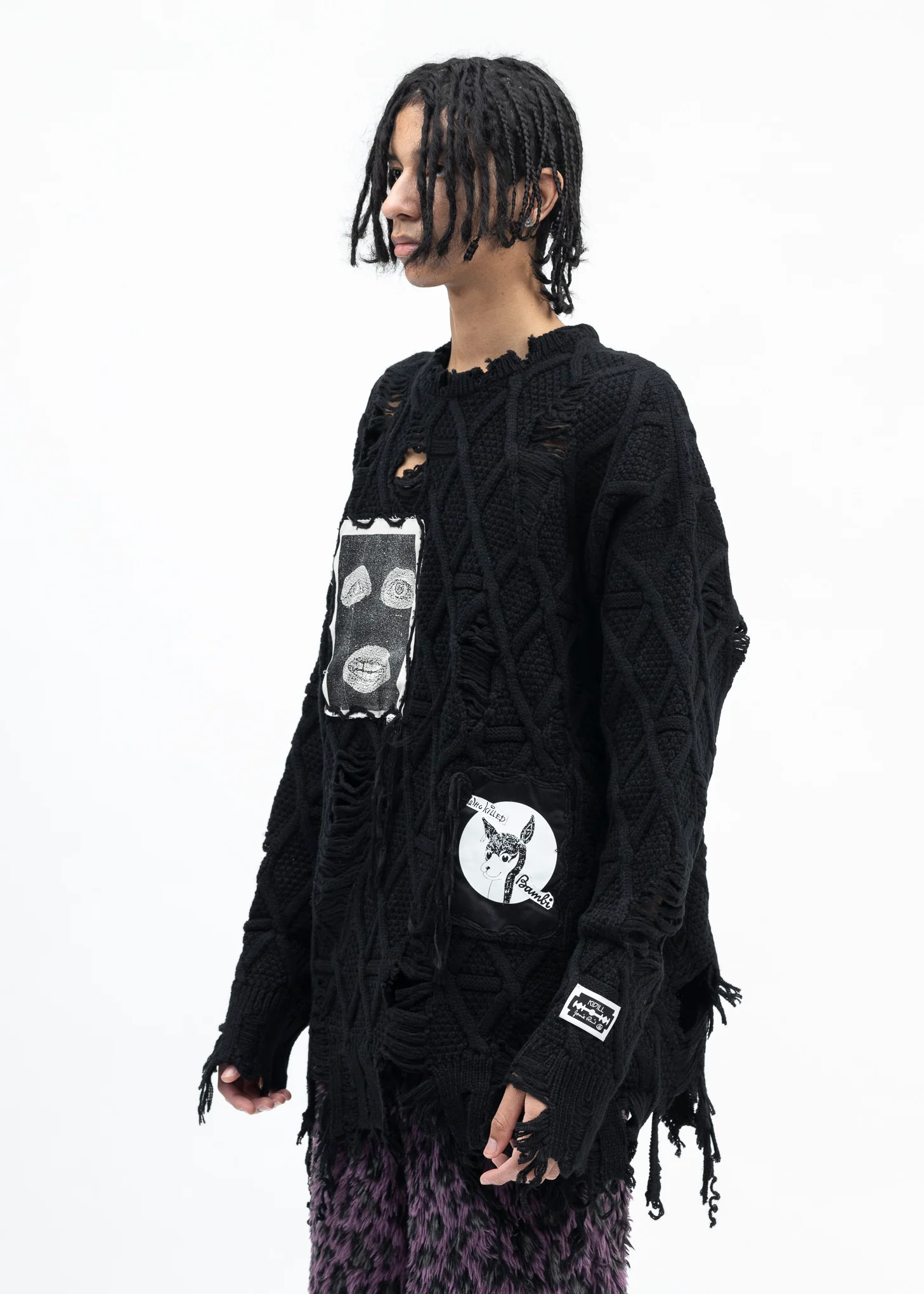 BLACK DESTROYED PULLOVER KNIT - Image 3