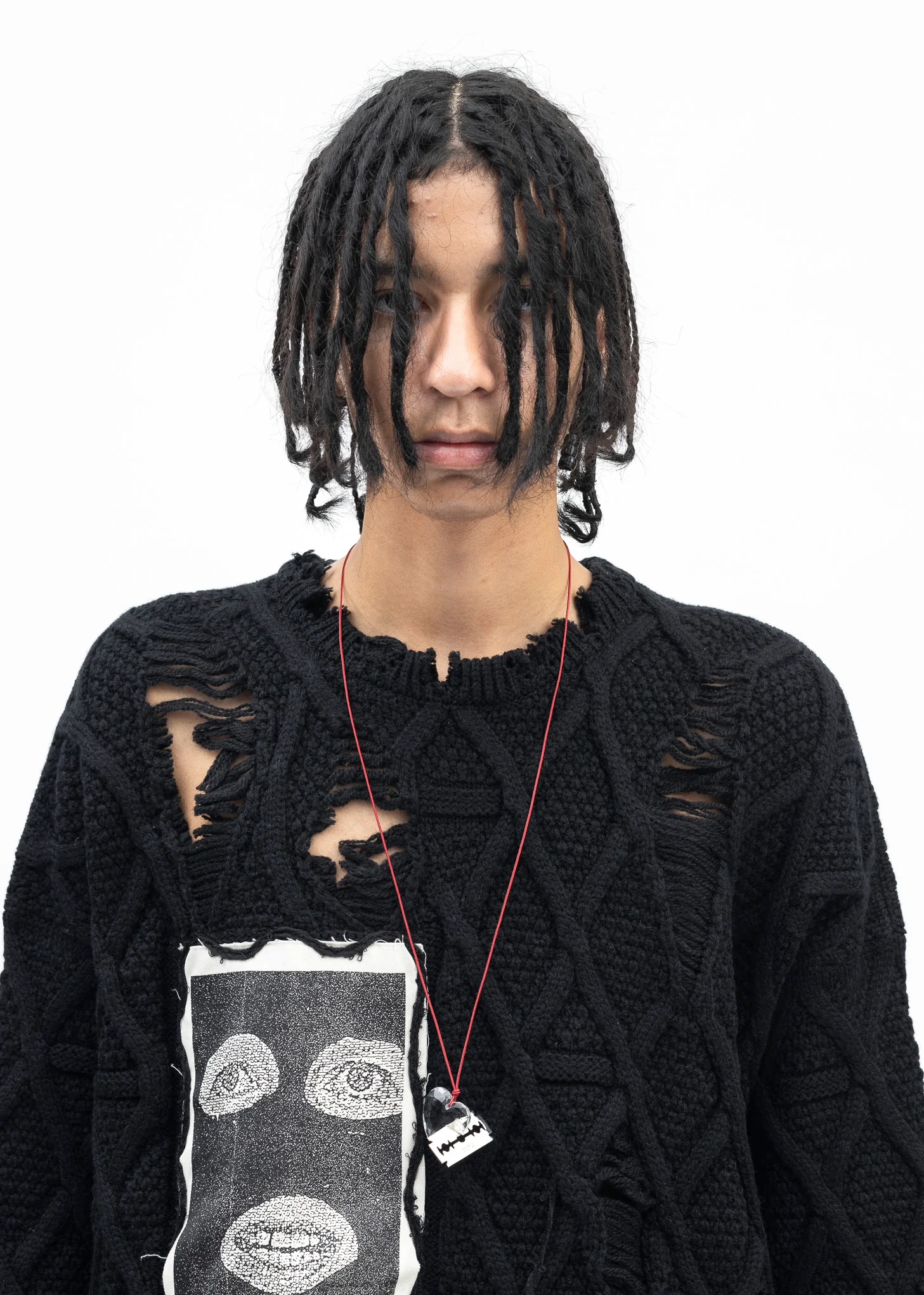 BLACK DESTROYED PULLOVER KNIT - Image 7