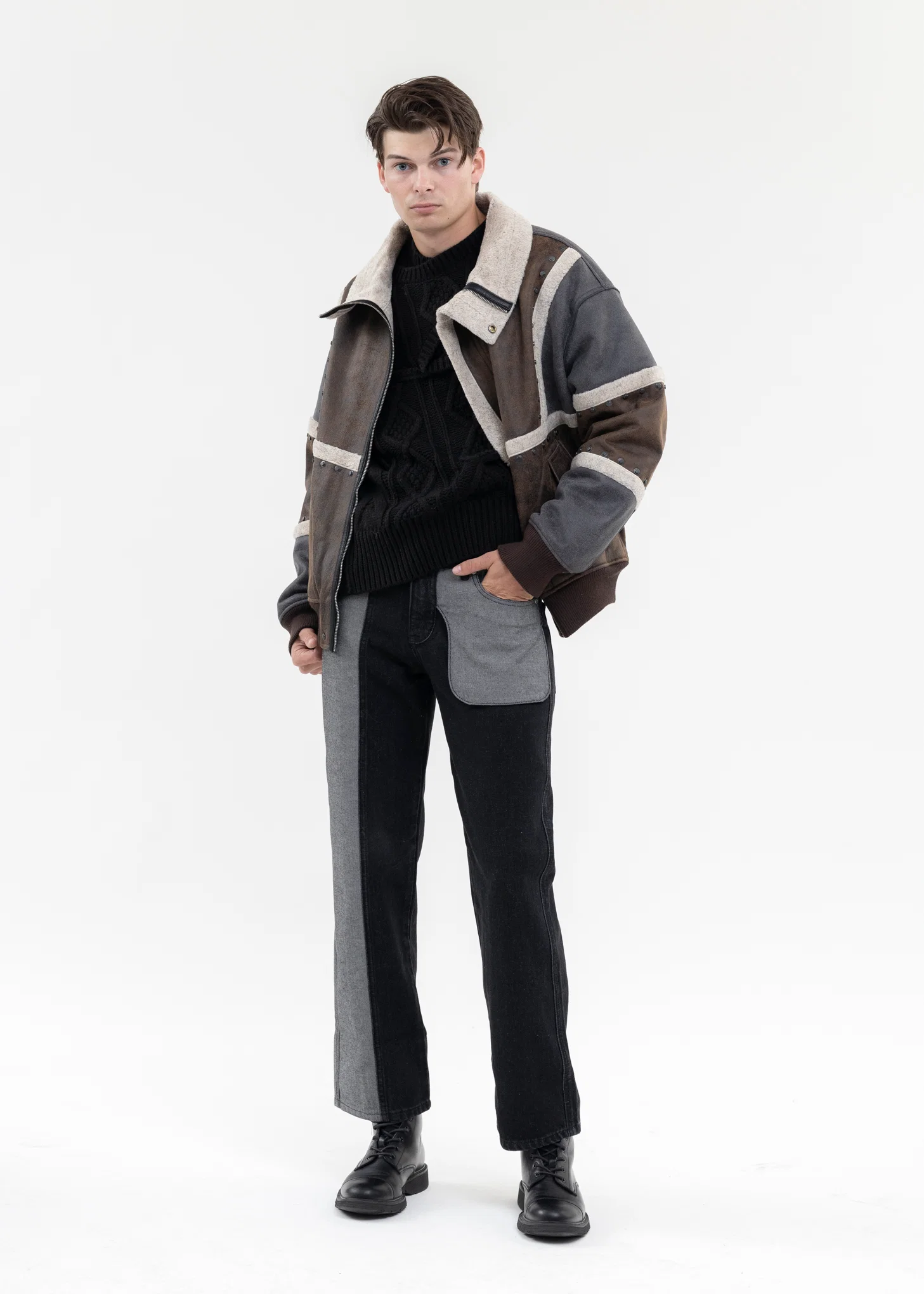 BLACK DOUBLE SIDED SHERPA JACKET - Image 5