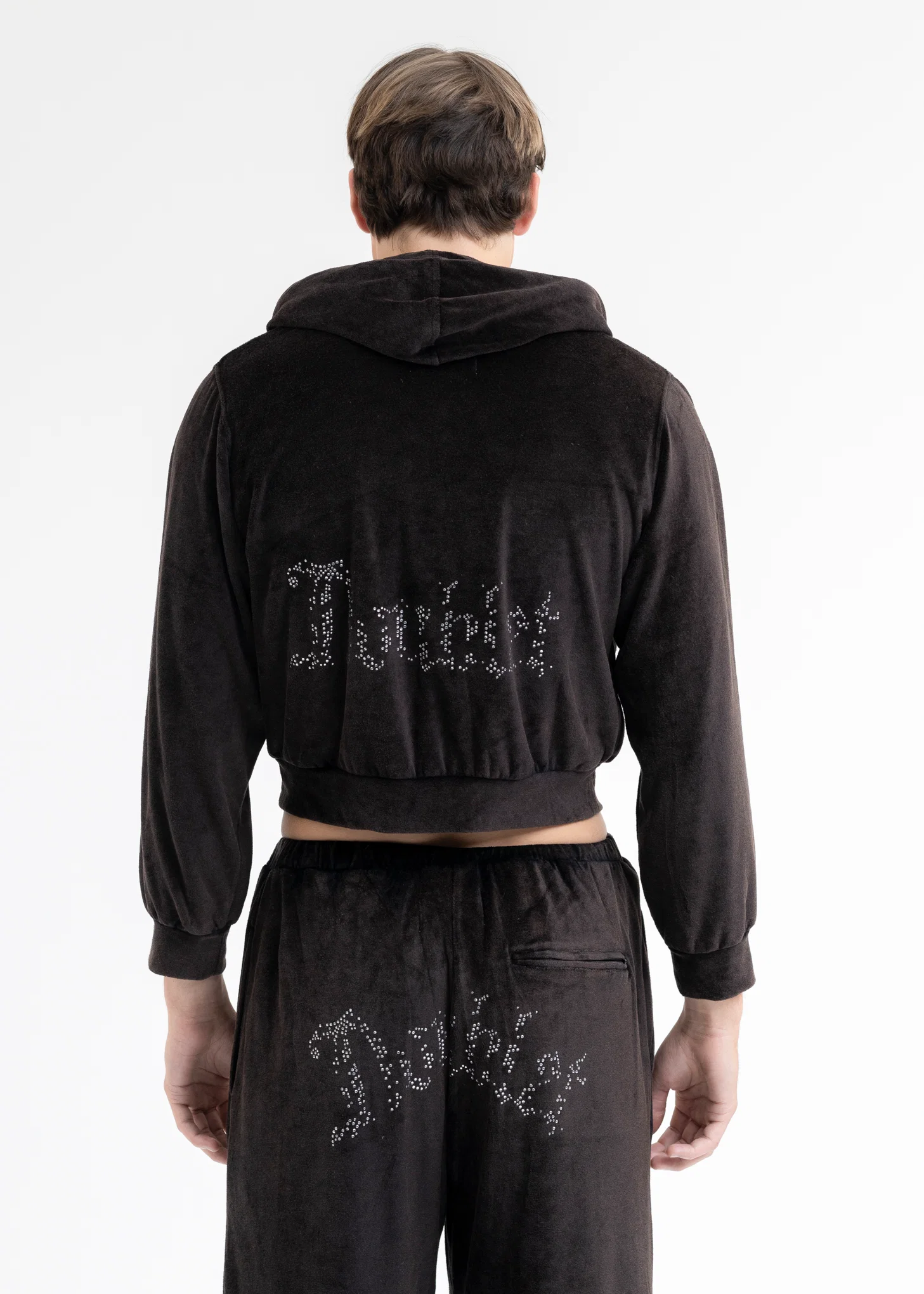 BLACK VELOUR TRACK JACKET - Image 3