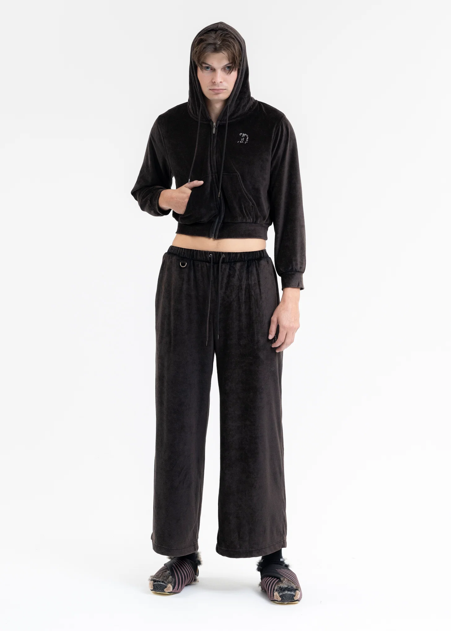 BLACK VELOUR TRACK JACKET - Image 6