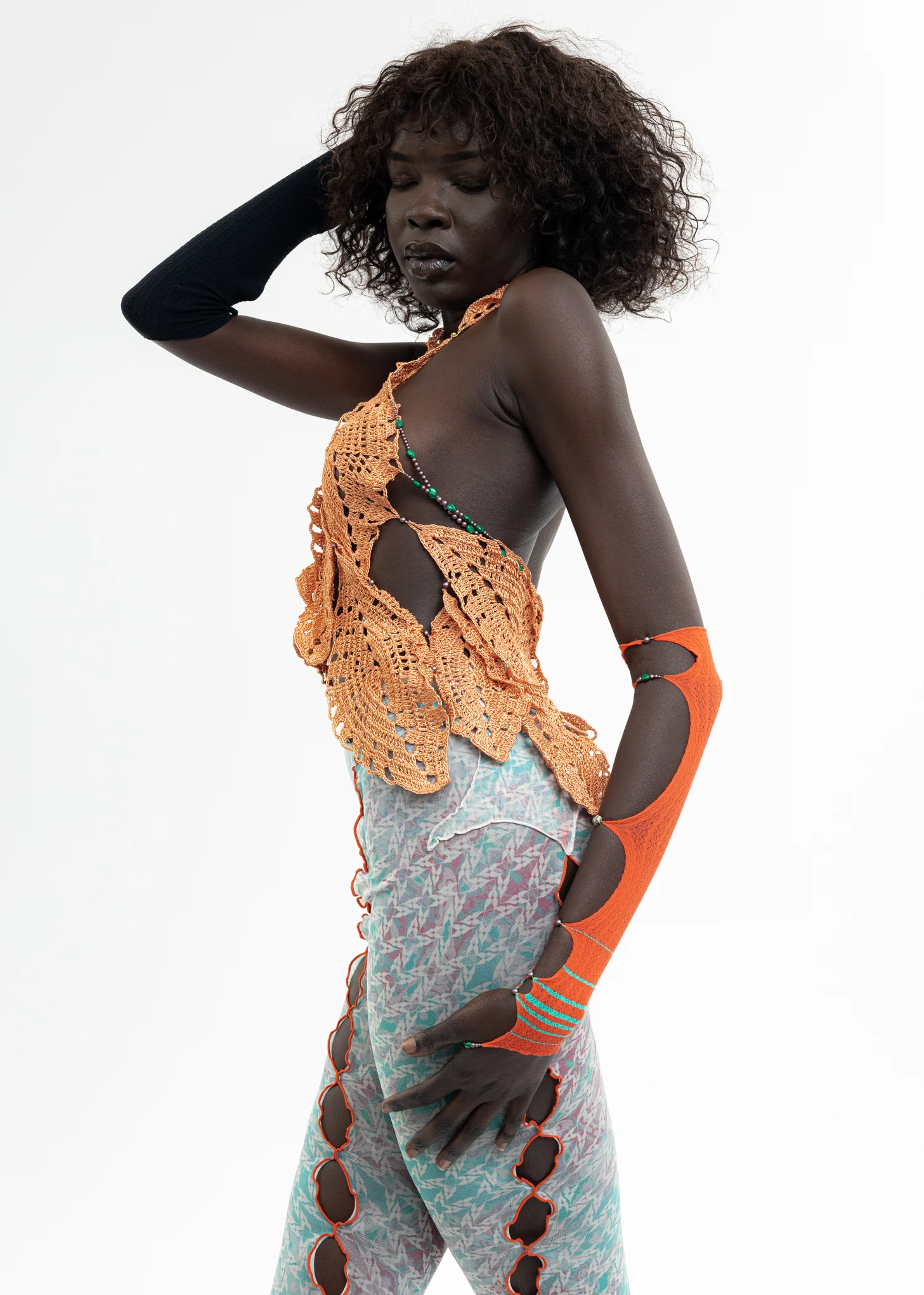 BLAZE & SEAFOAM STRIPED ARM SLEEVE - Image 2