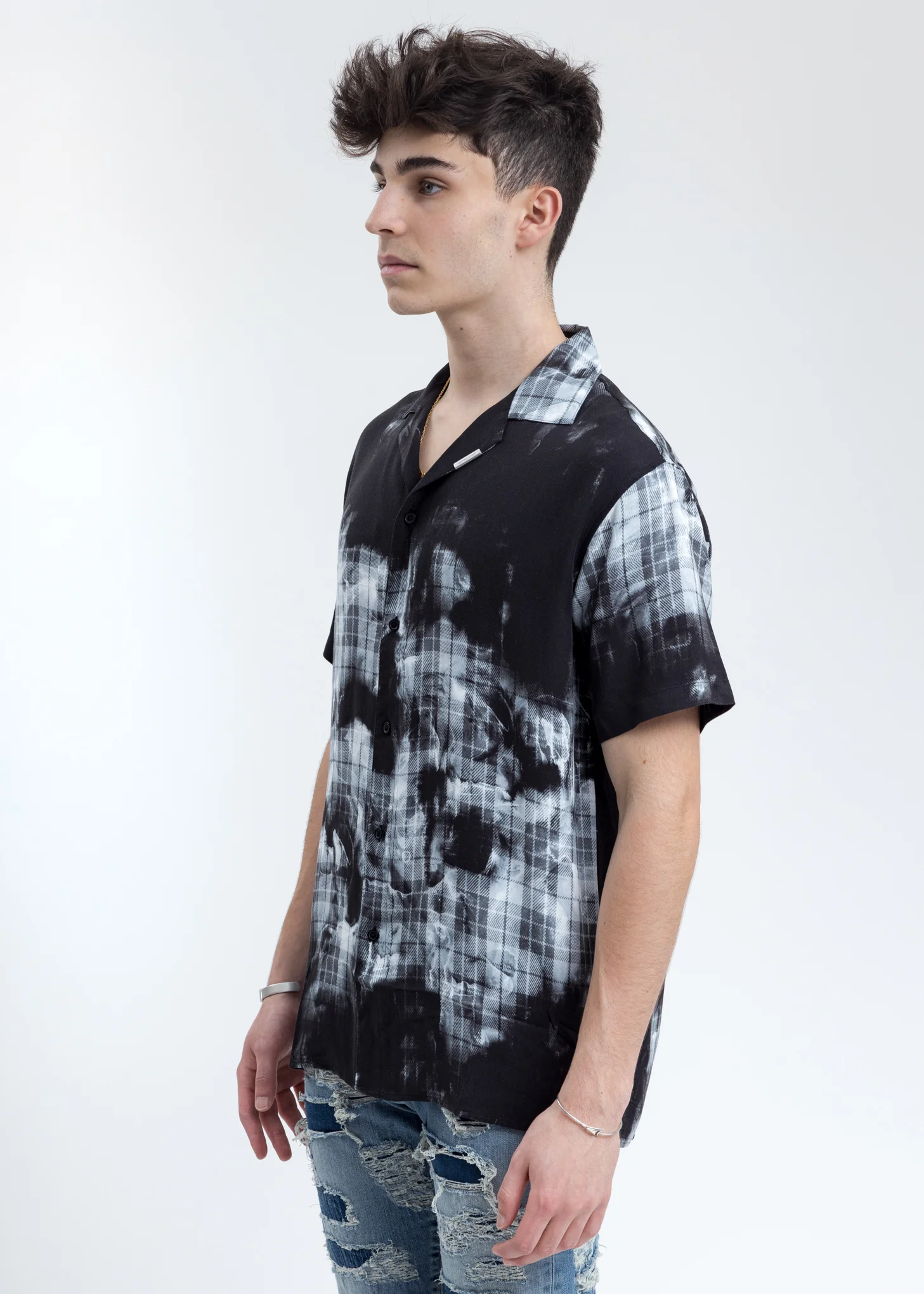 Bleached Tartan  Short Sleeve Shirt - Image 3