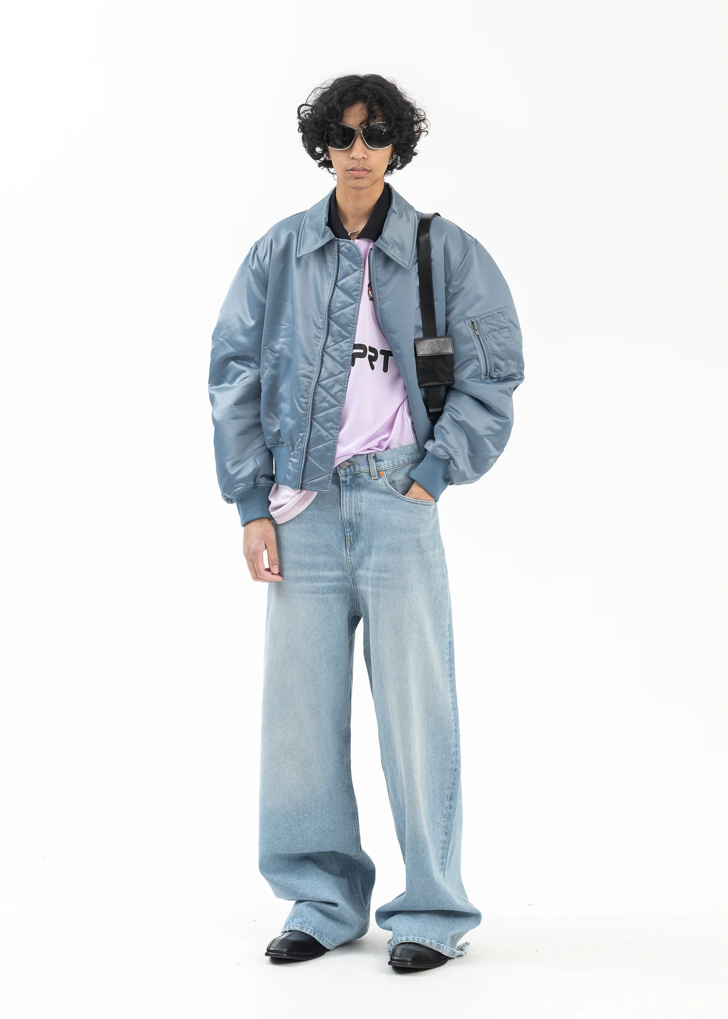 BLEACHED WASH BLUE EXTENDED WIDE LEG JEAN - Image 8