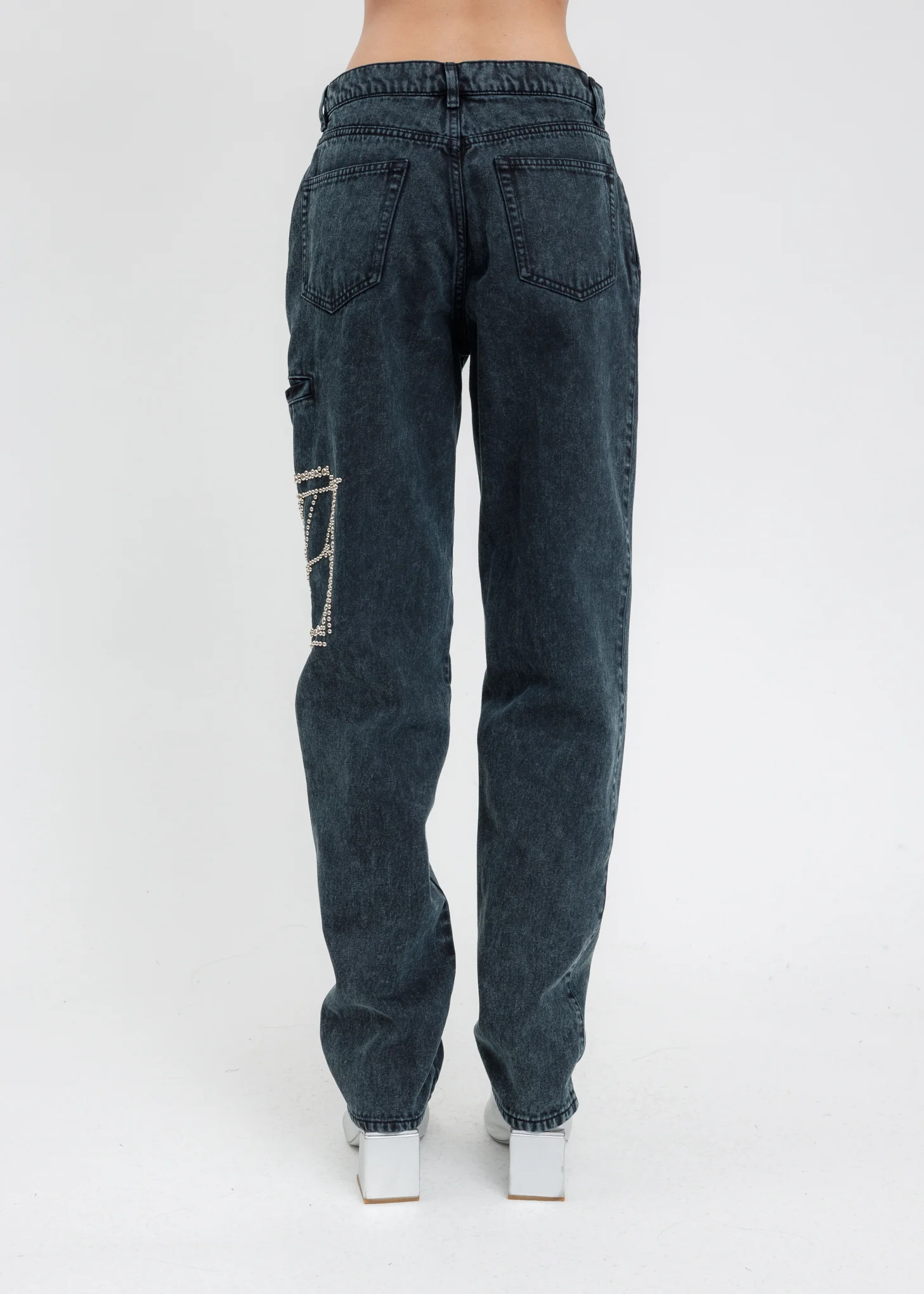 Blue 2 Tuck Denim Pants - Image 3