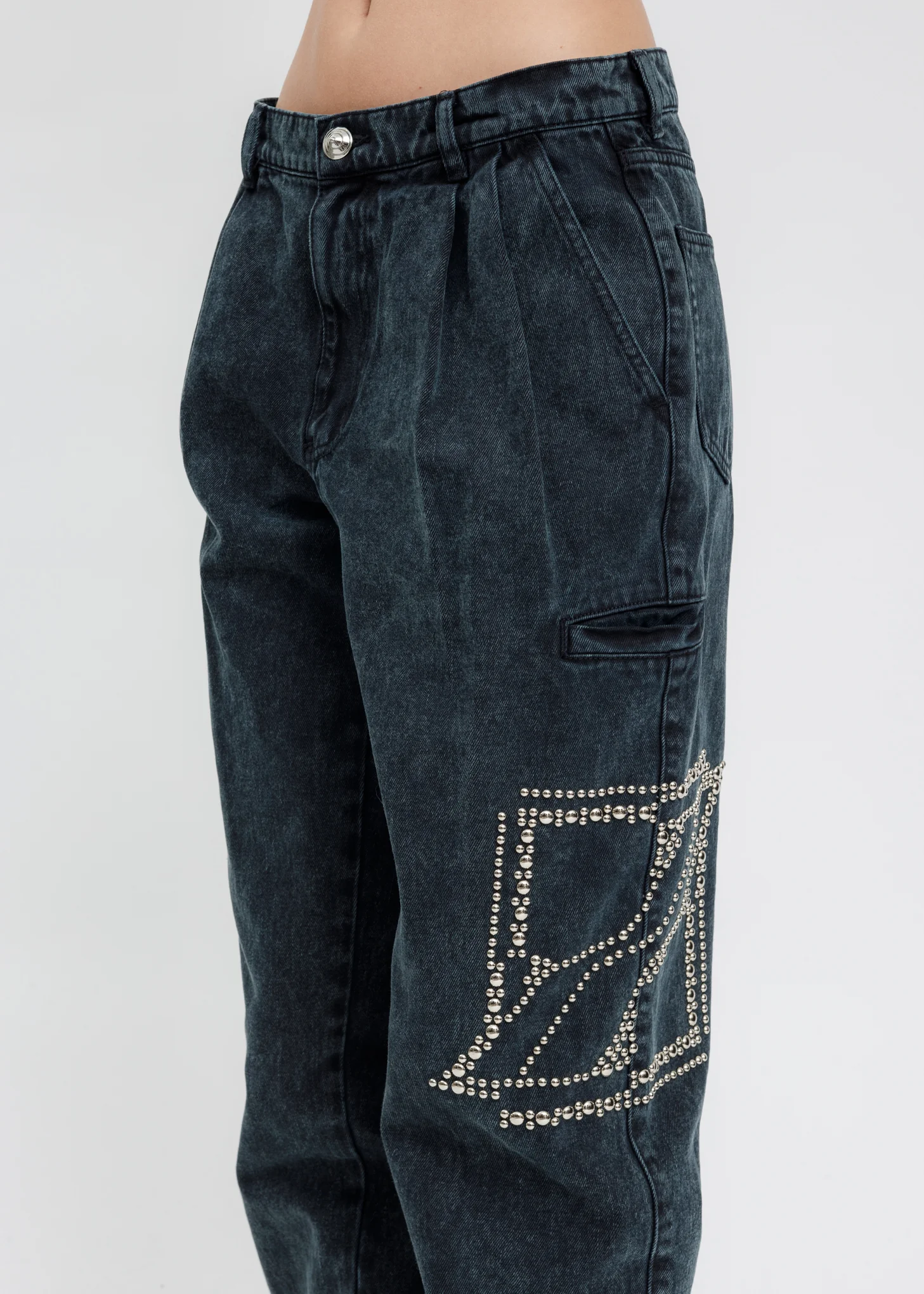 Blue 2 Tuck Denim Pants - Image 4