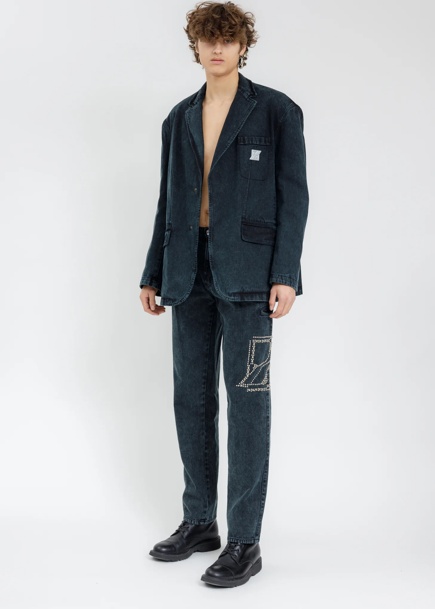 Blue 2 Tuck Denim Pants - Image 5
