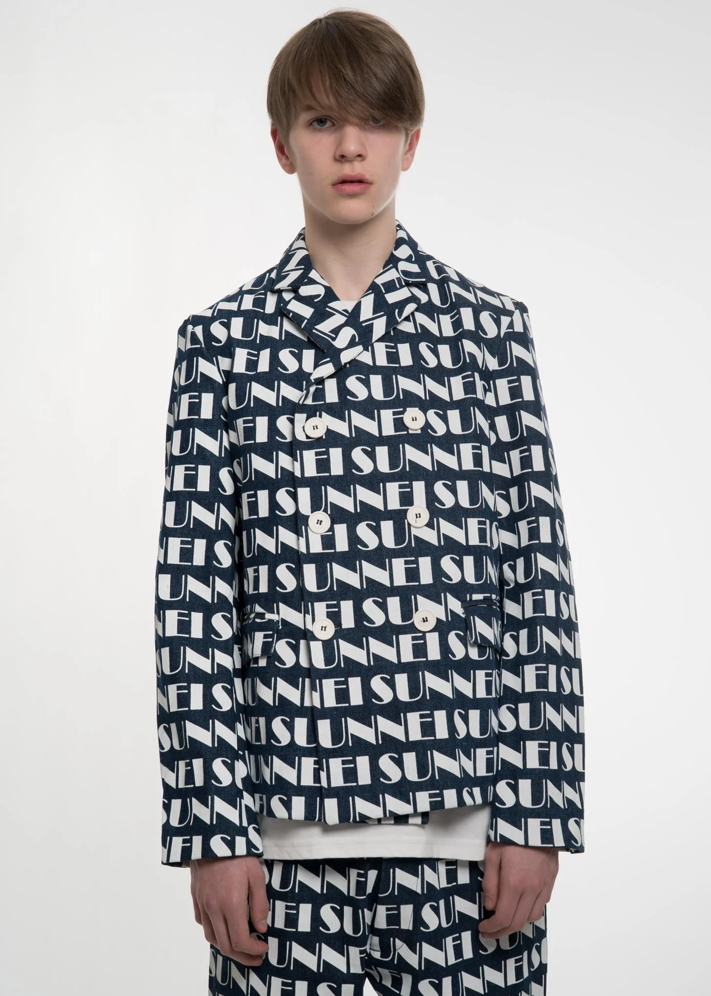 Blue All Over Print Double Breasted Blazer - Image 2