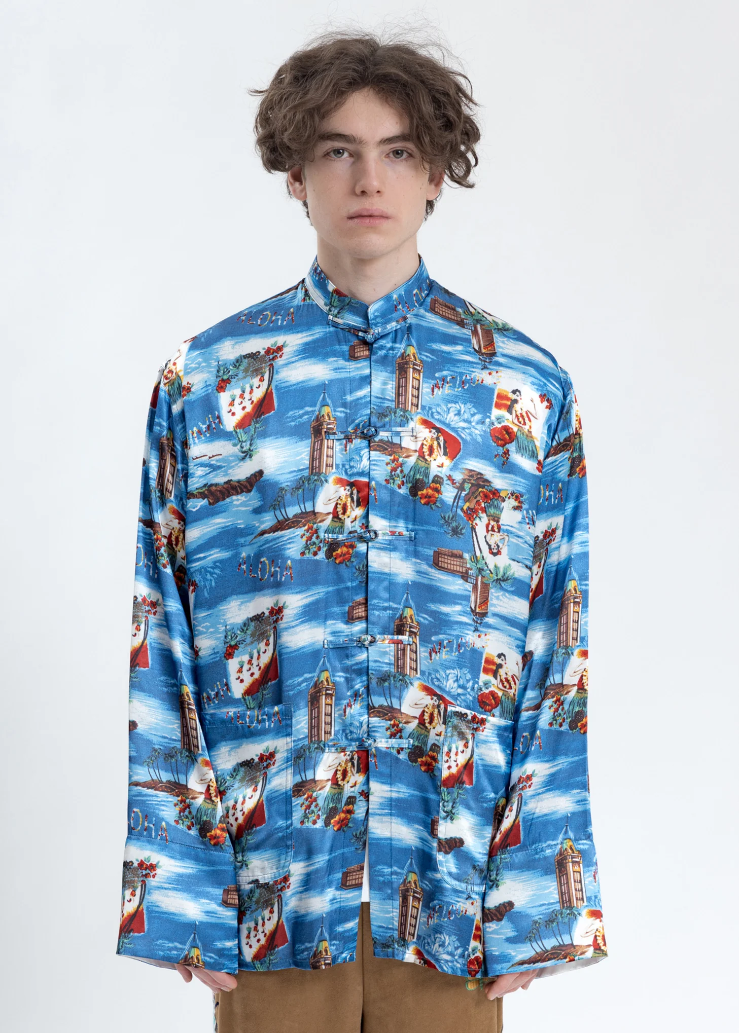 Blue Aloha Kung Fu Shirt