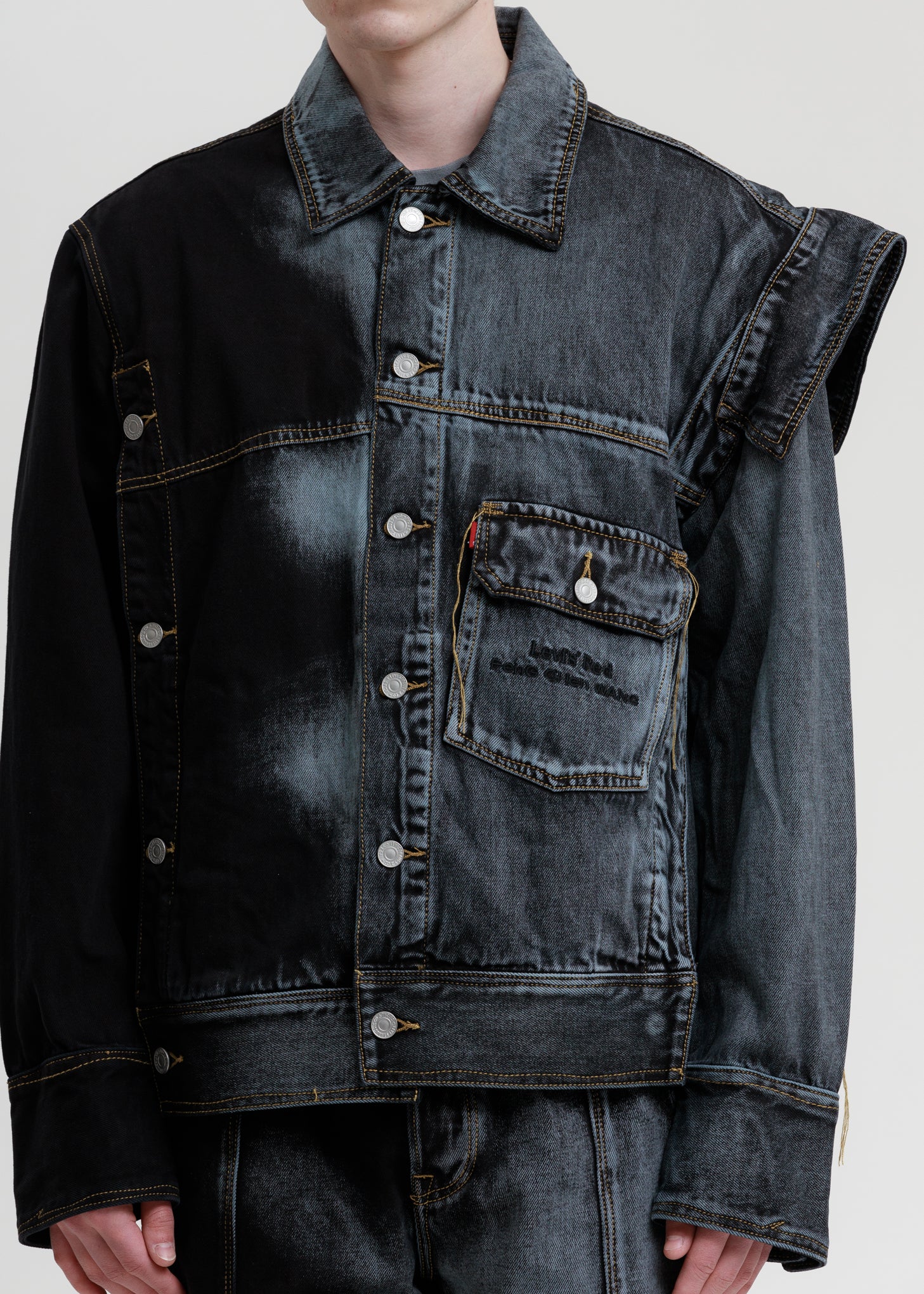 Blue And Black Levi's Edition Denim Oversized Trucker Jacket - Image 4