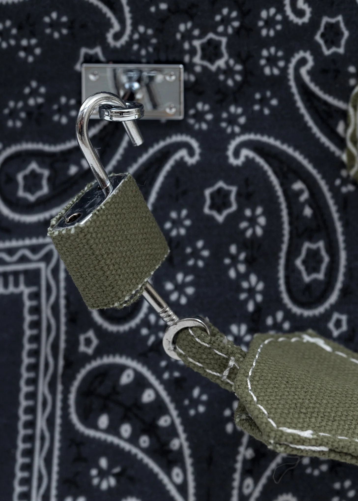 Grey And Green Remade Bandana Bag - Image 3