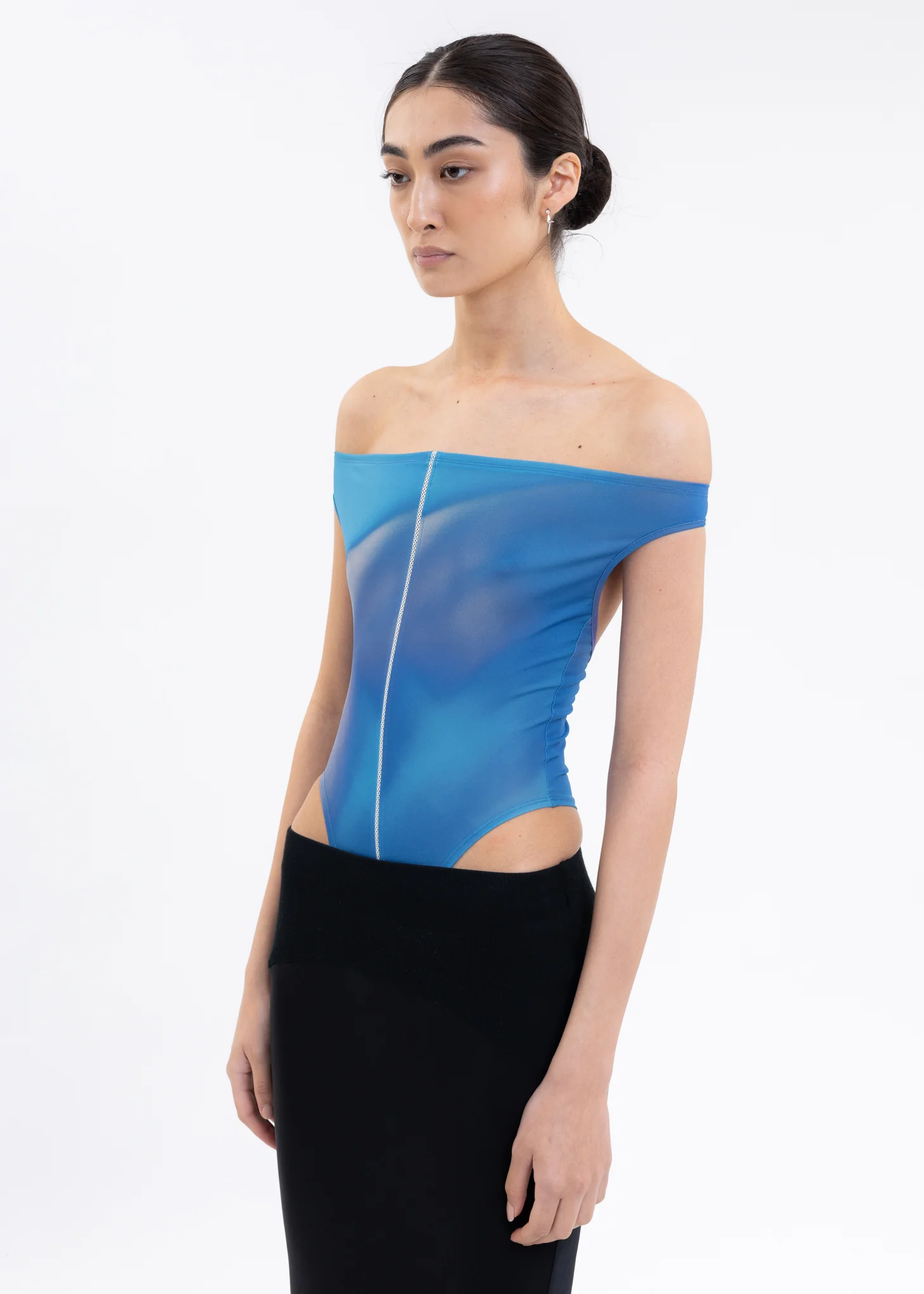 Blue And Grey Square Shoulder Bodysuit - Image 3