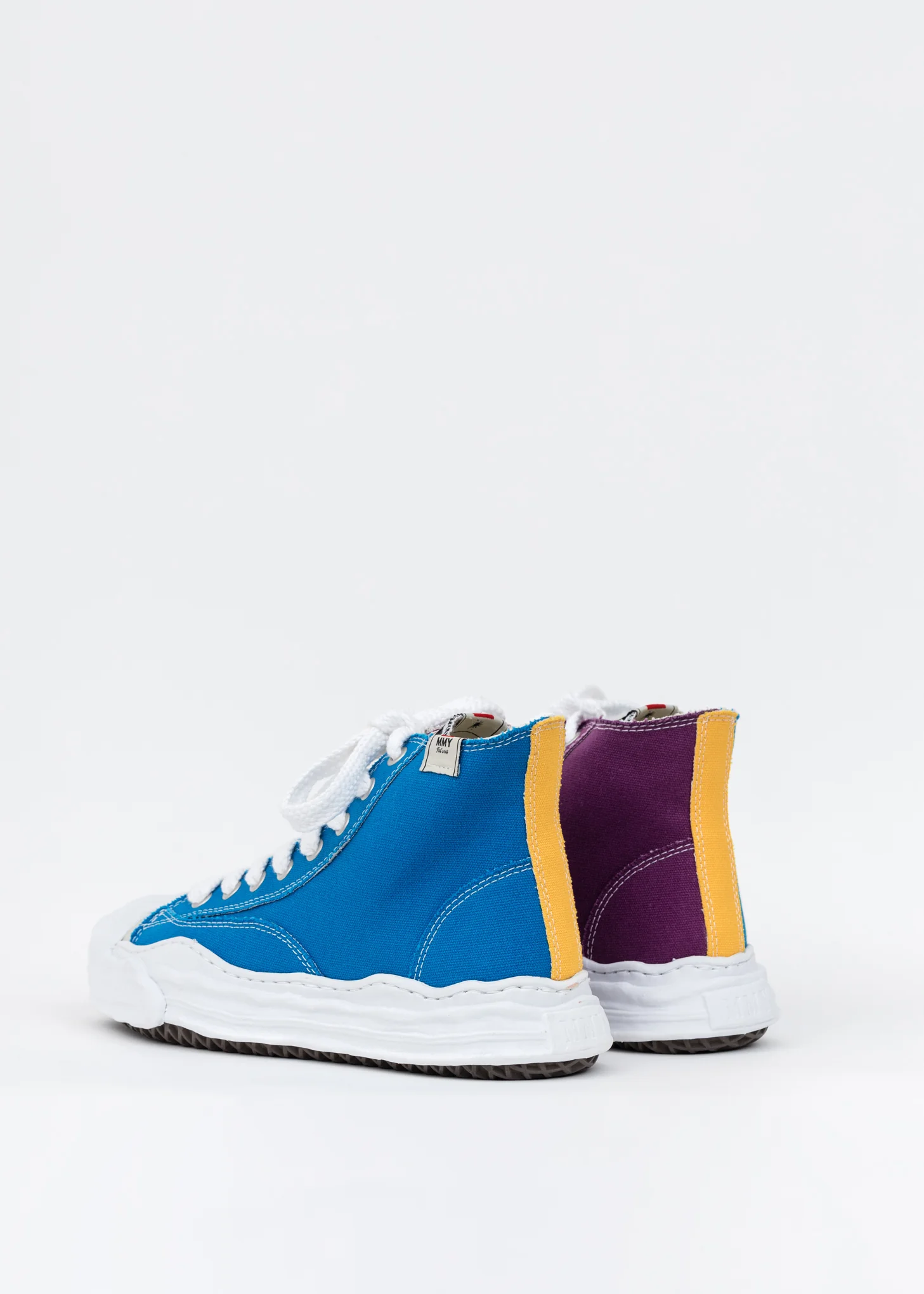 Blue And Purple Original Sole Toe Cap Canvas Hicut Sneaker - Image 3