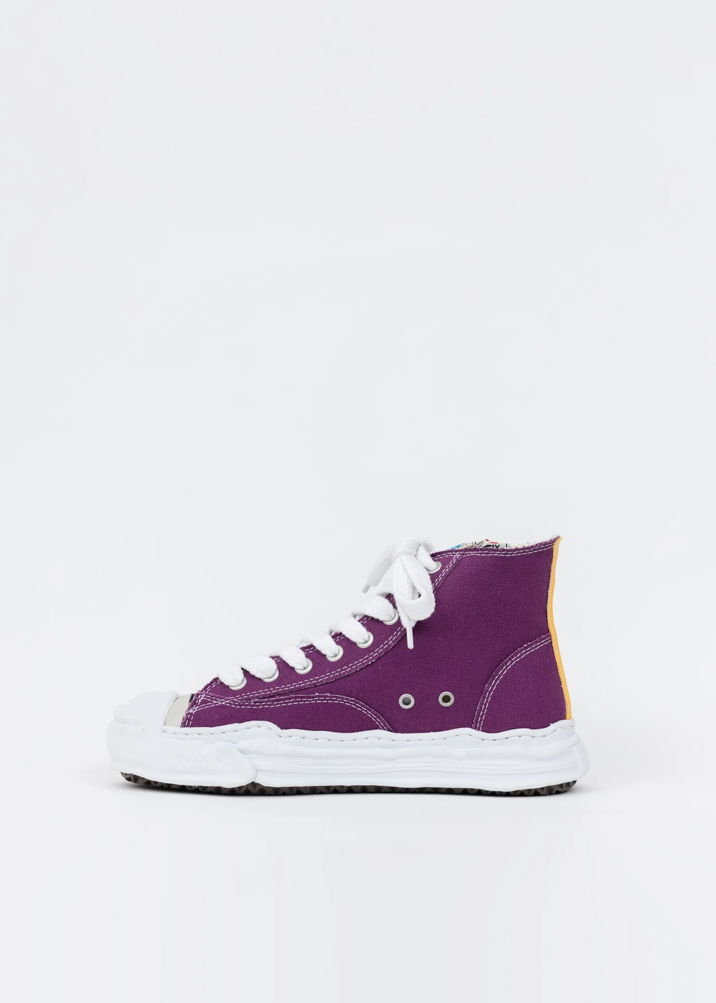 Blue And Purple Original Sole Toe Cap Canvas Hicut Sneaker - Image 4