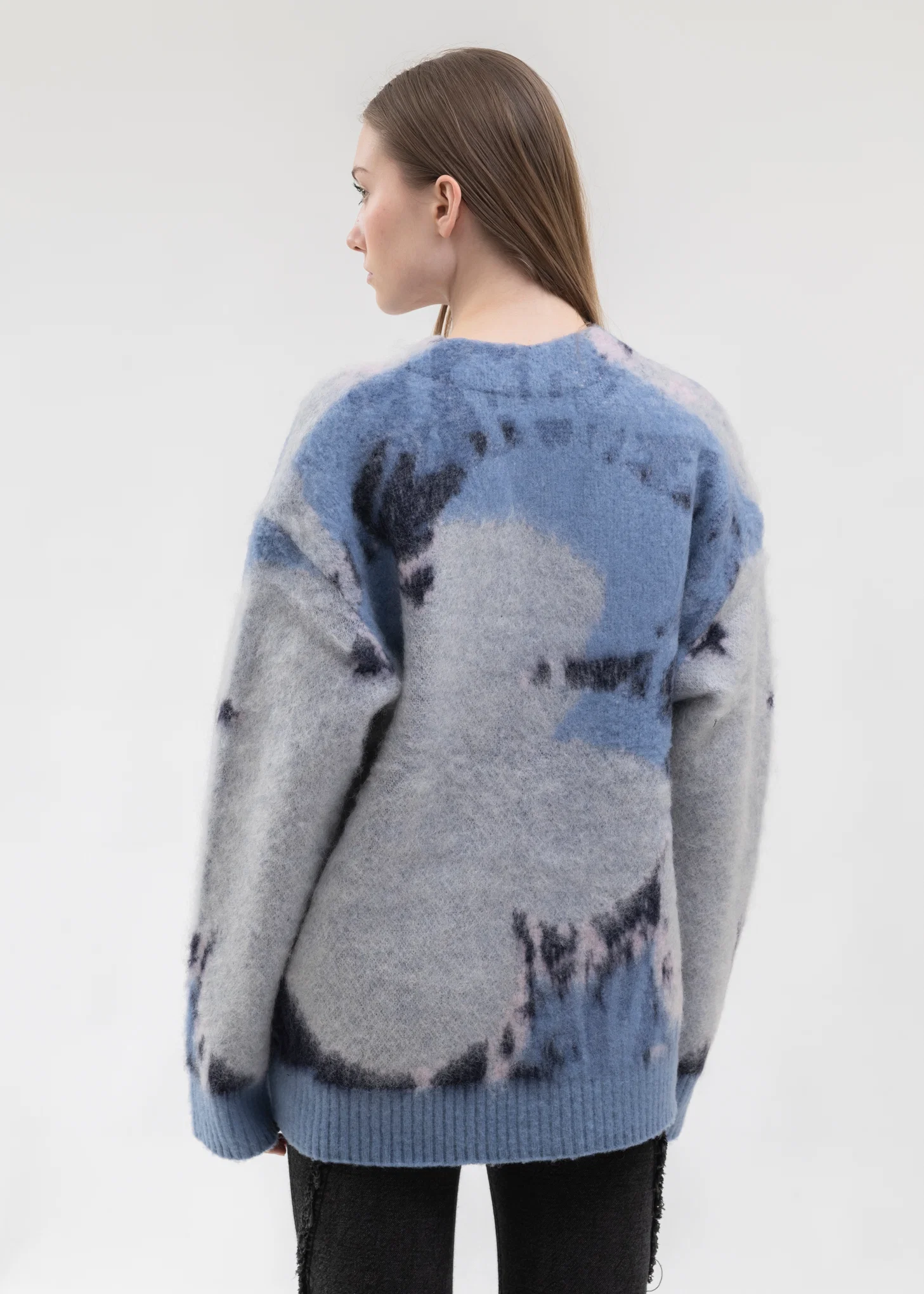 Blue ART MOHAIR SHAGGY KNIT CARDIGAN - Image 2